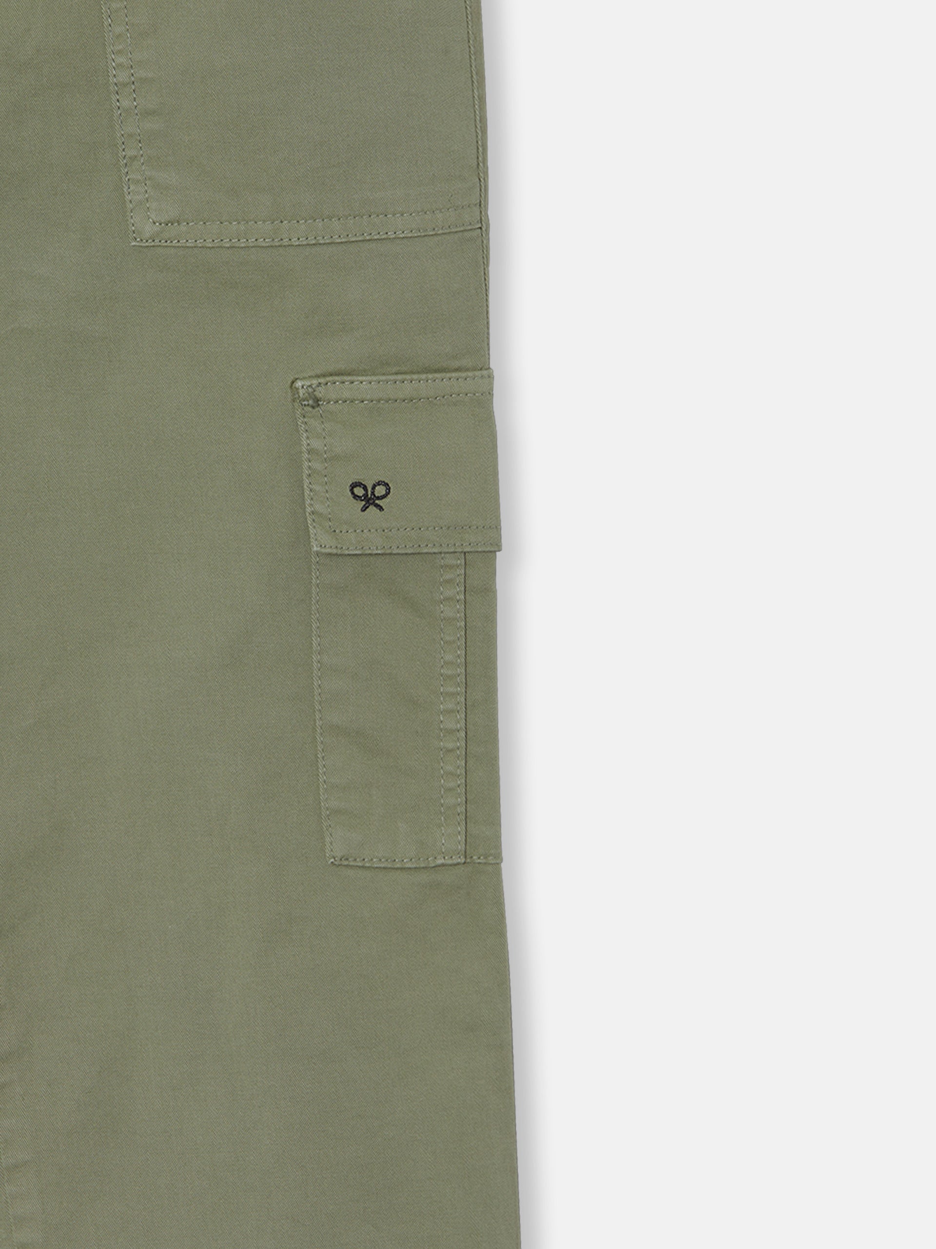 Calças de mulher denim cargo caqui