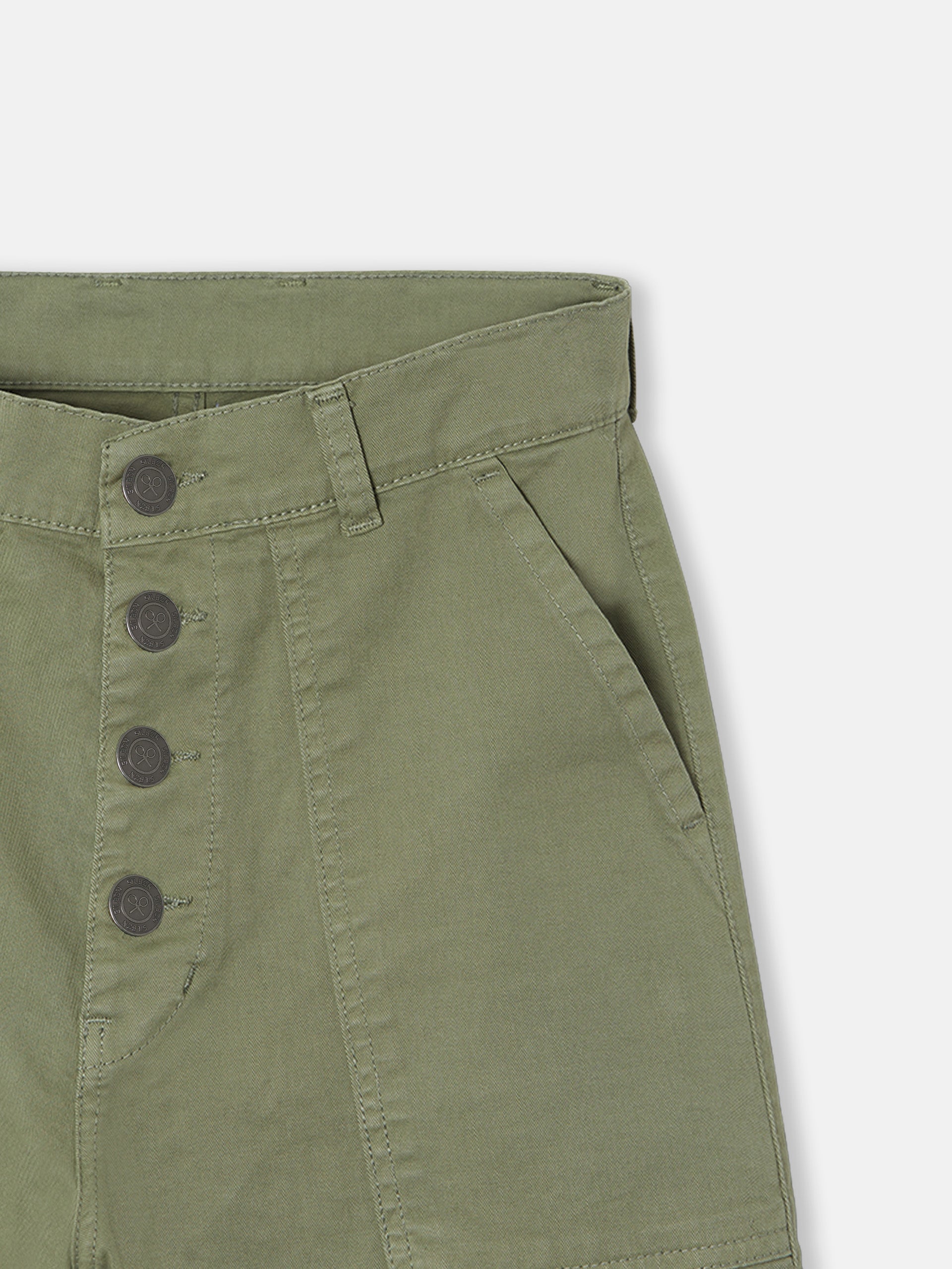 Calças de mulher denim cargo caqui