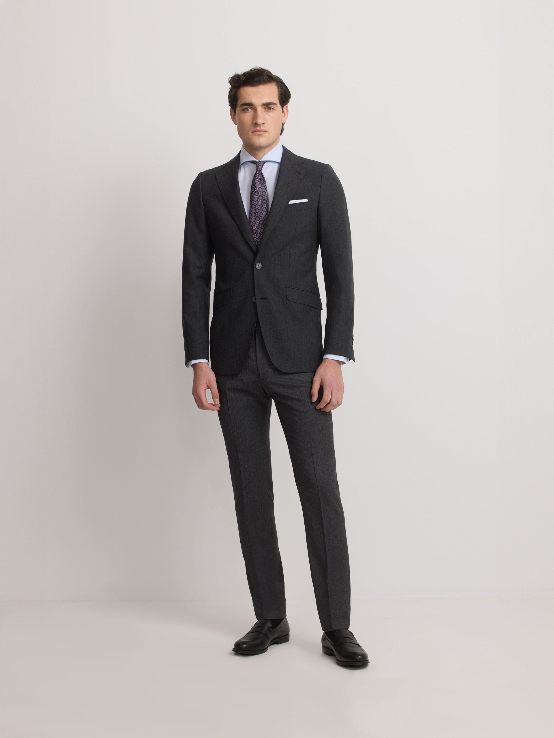 Classic gray herringbone suit jacket