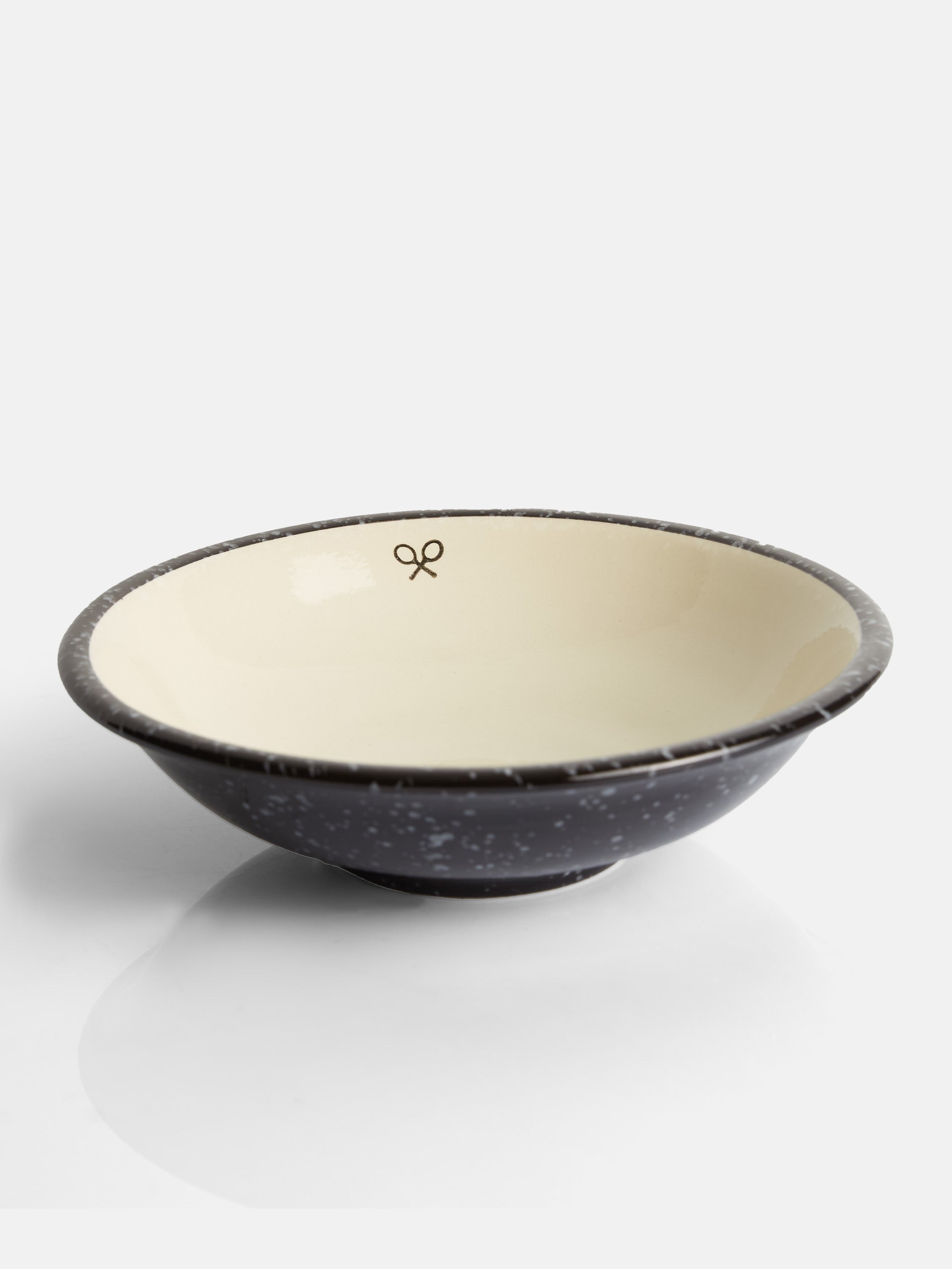 Two-tone glazed ceramic soup plate