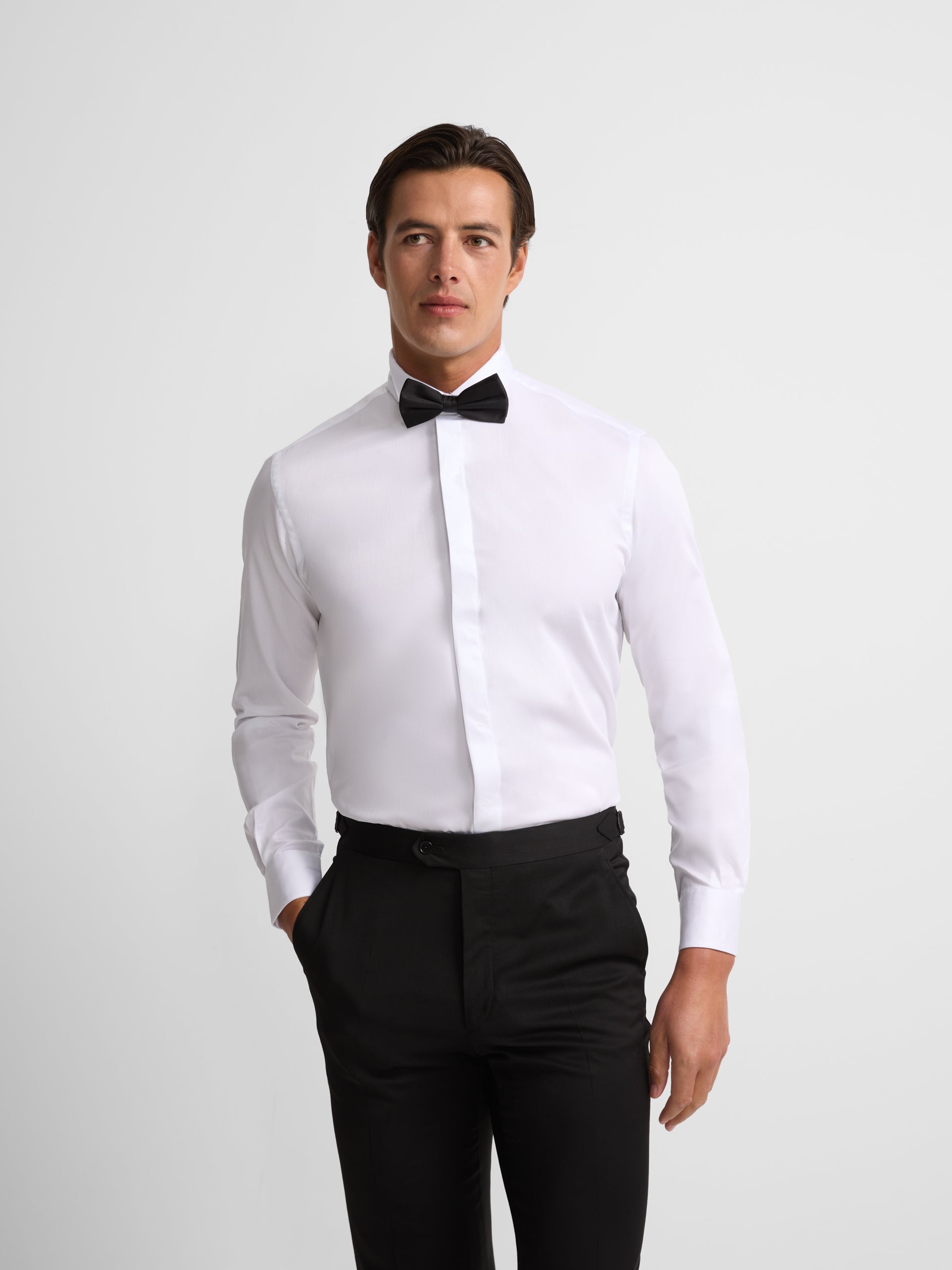 Camisa vestir cuello esmoquin blanca