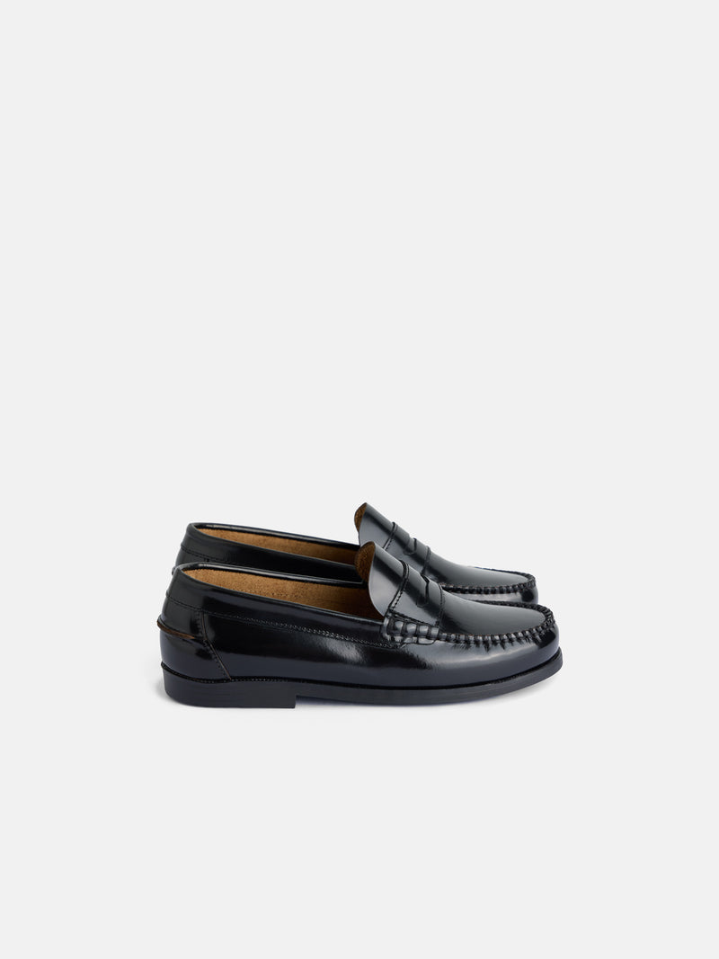 Black kids' loafer shoe