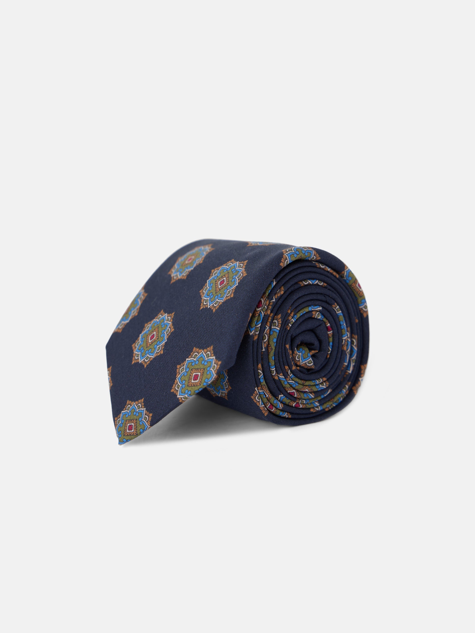Navy blue Ankara pattern tie