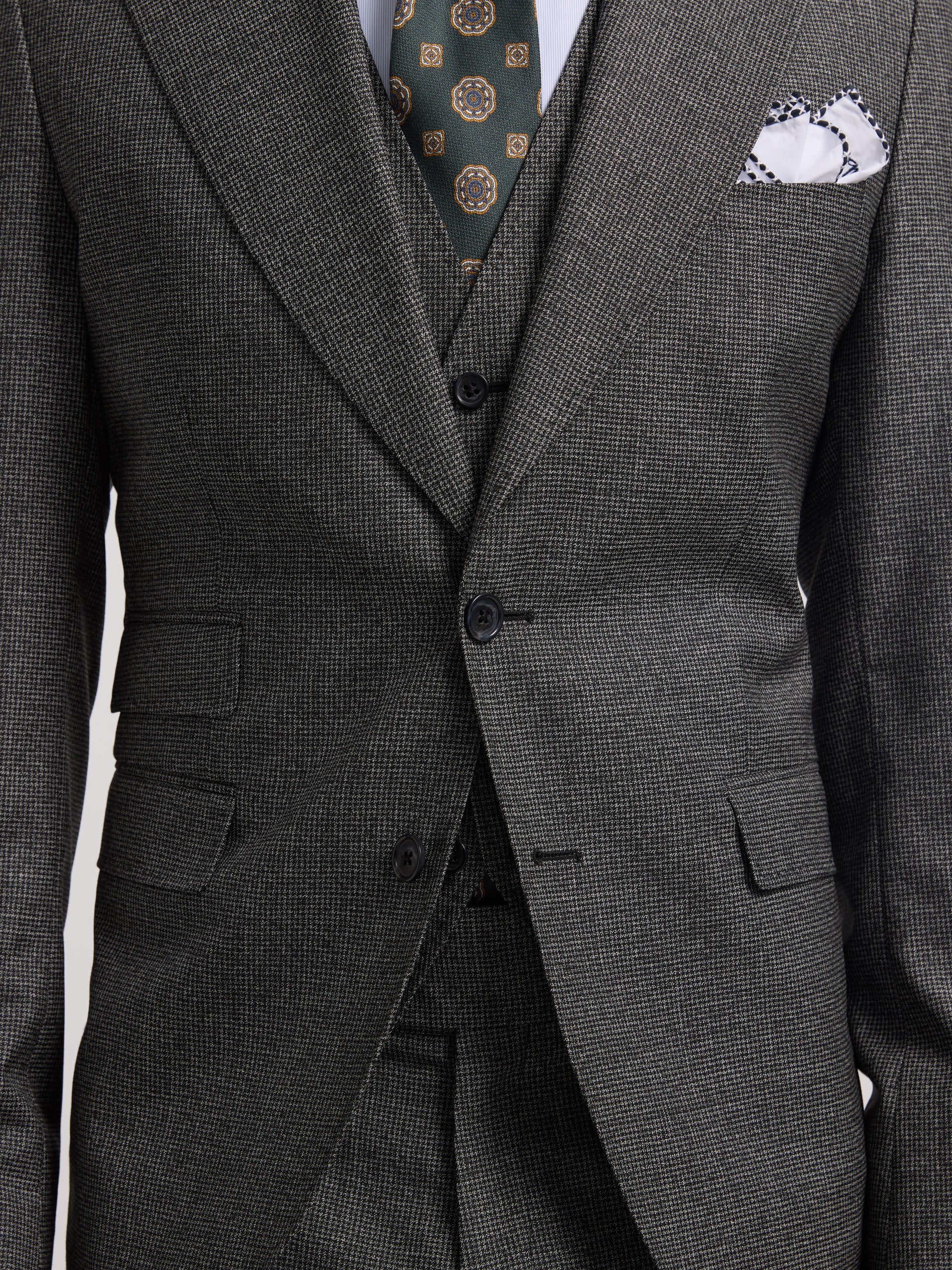 Americana traje pata de gallo gris