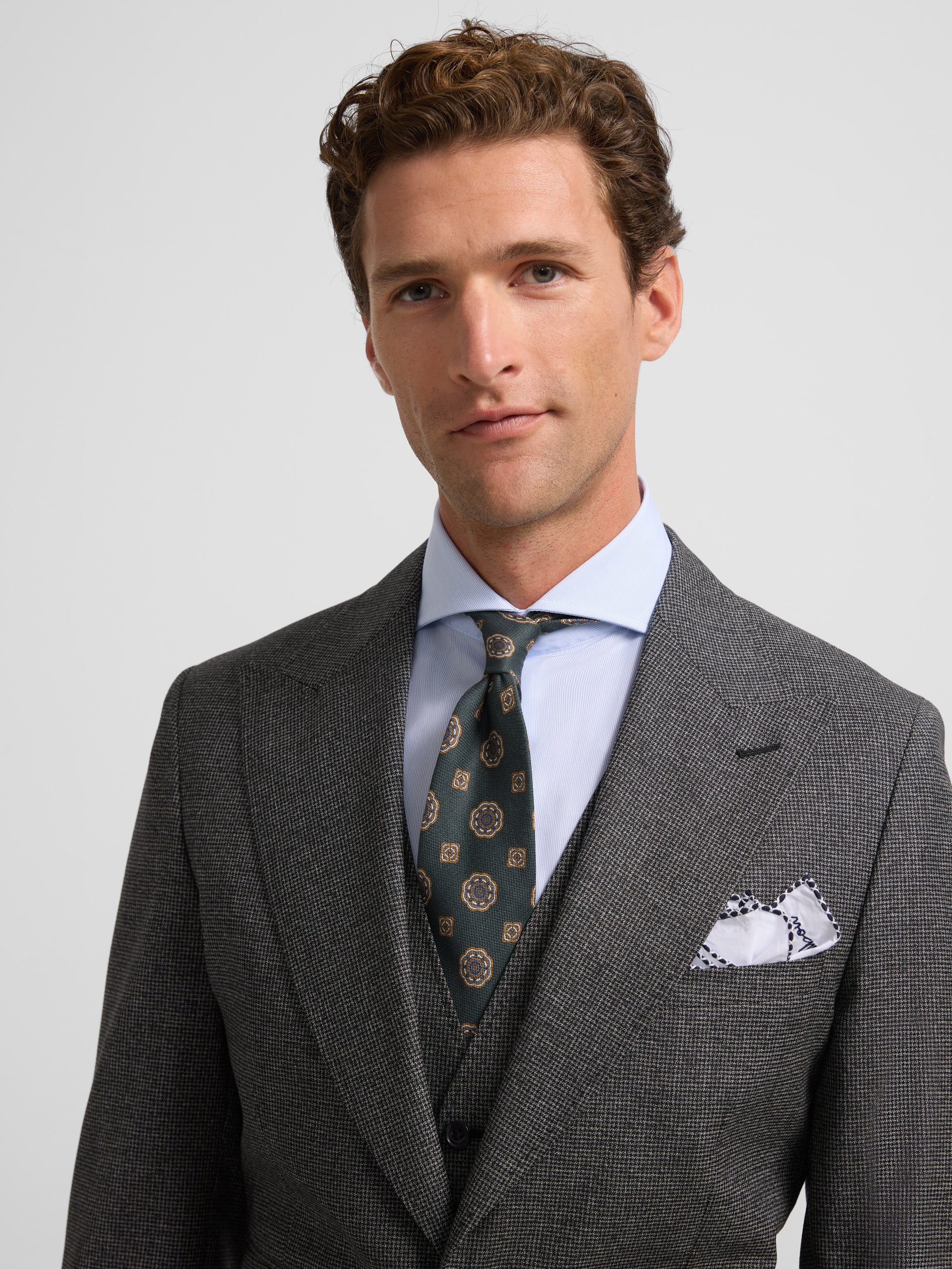 Americana traje pata de gallo gris