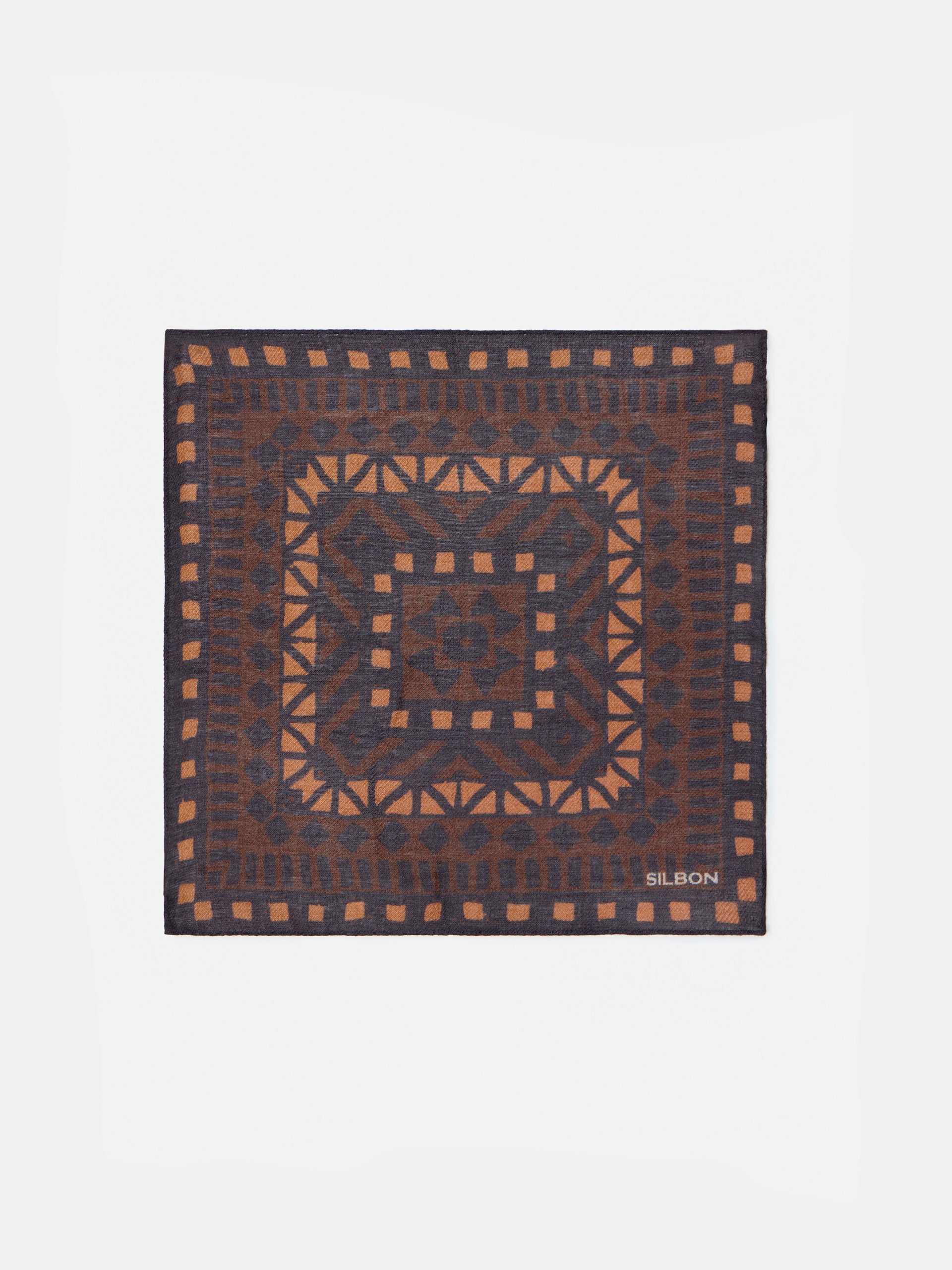 Pañuelo motivos etnicos marron