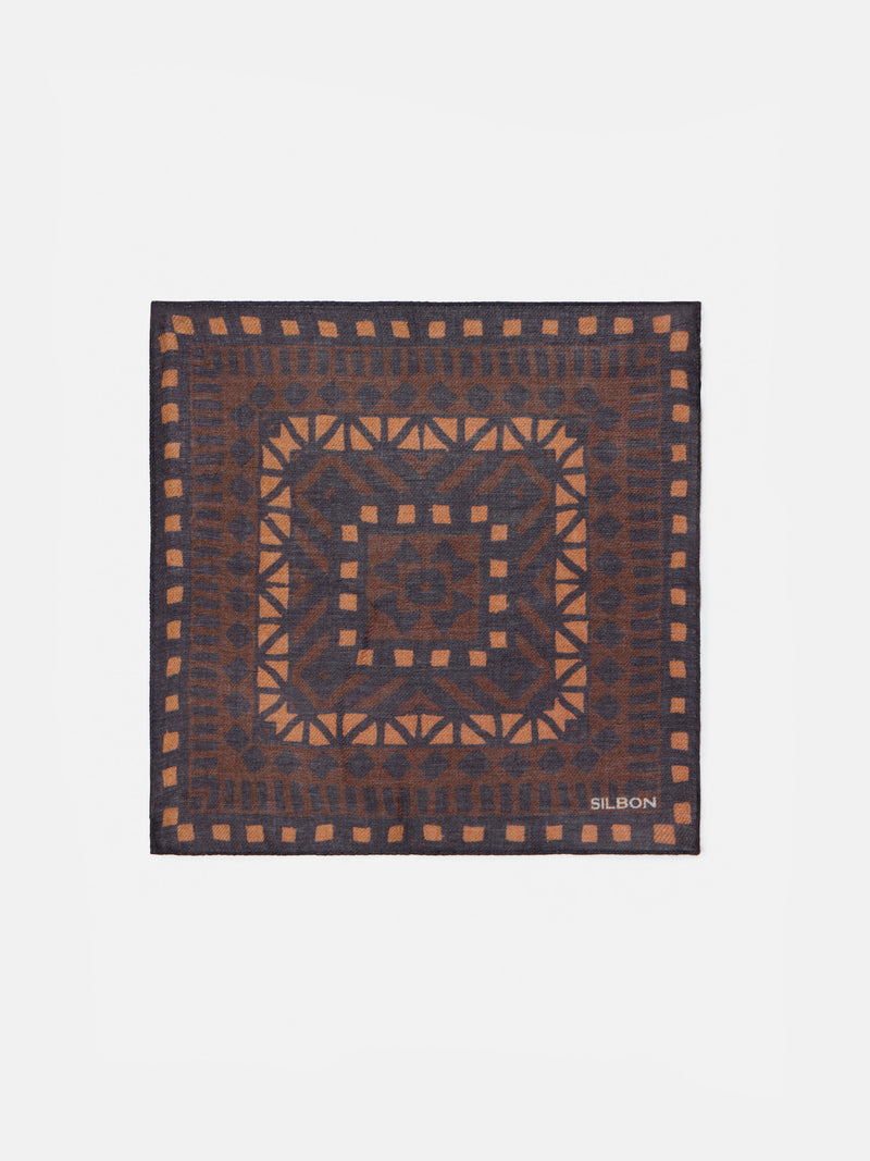 Foulard motifs ethniques marron