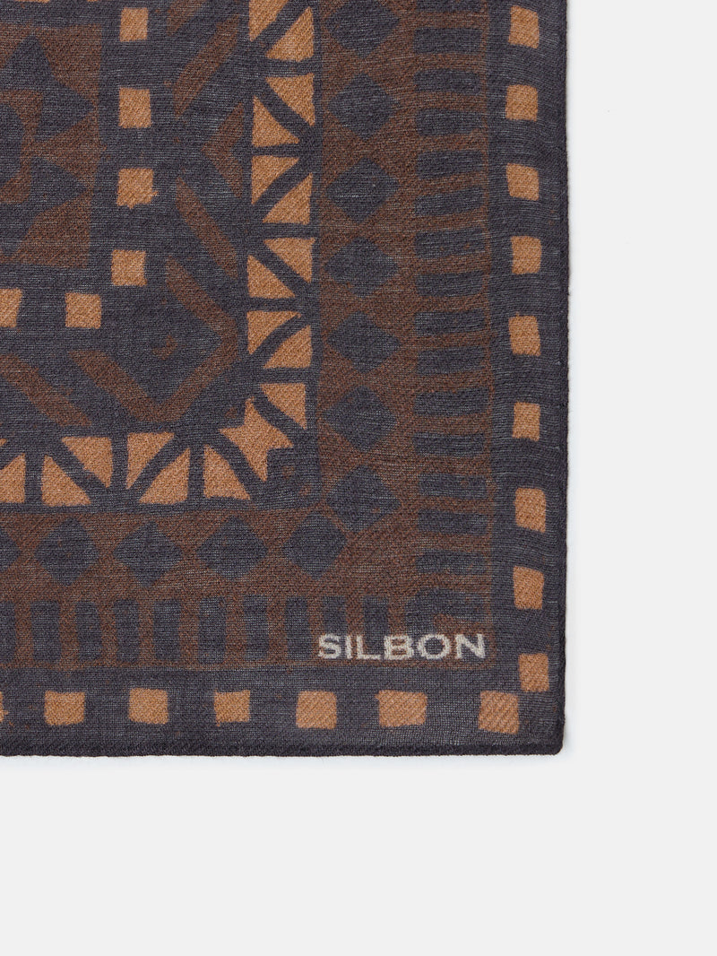 Foulard motifs ethniques marron