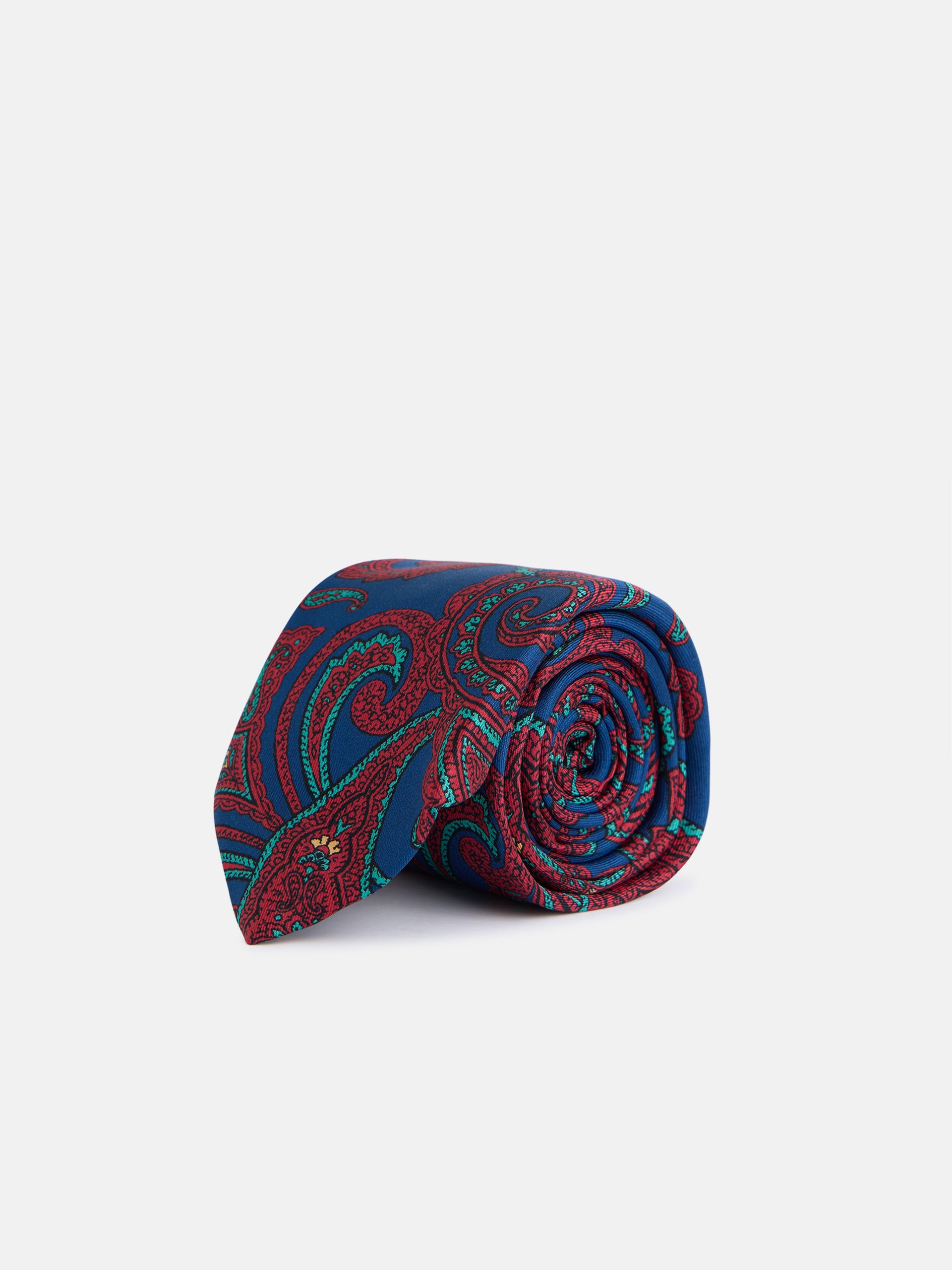 Blue paisley print tie