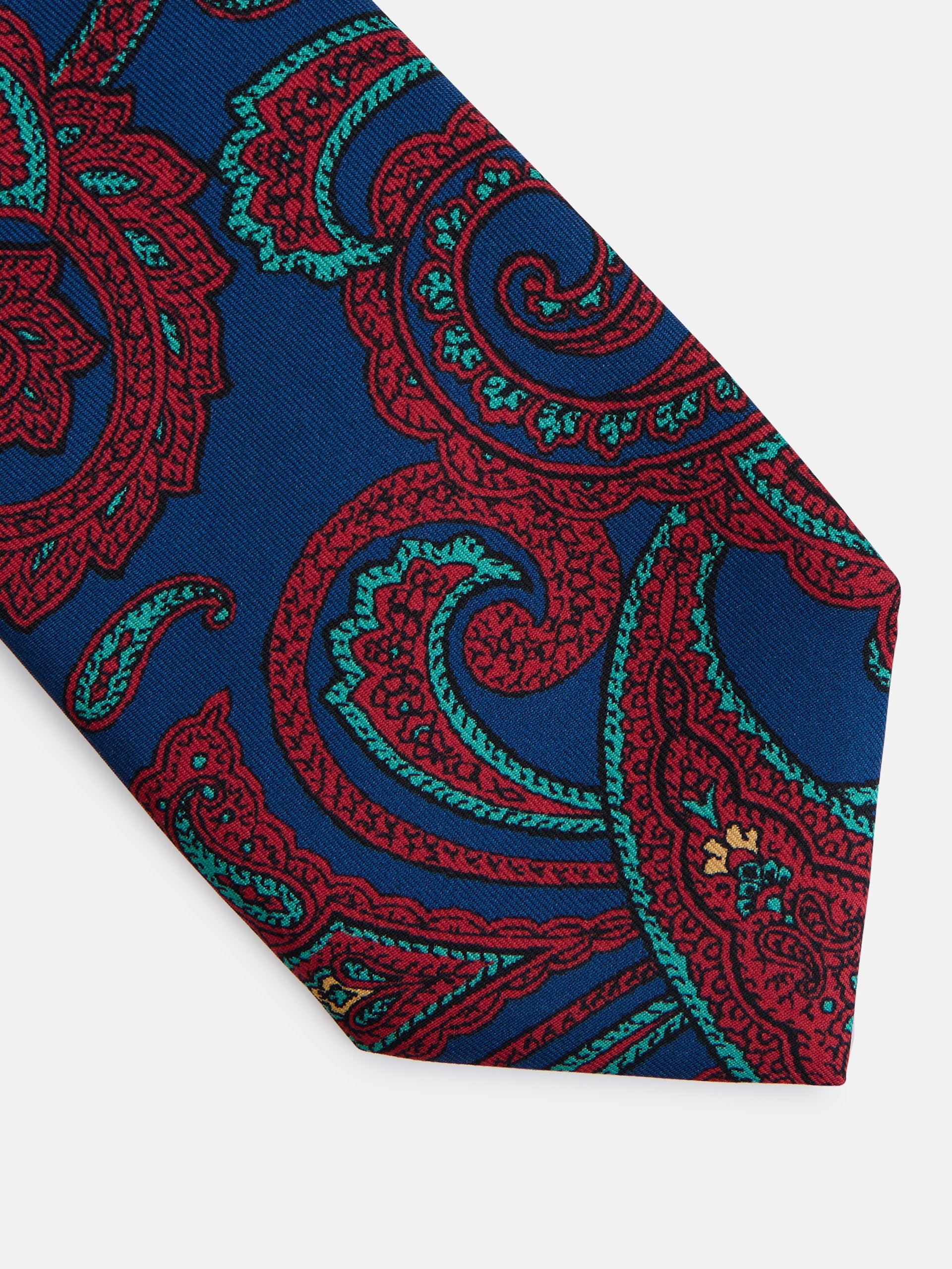 Blue paisley print tie