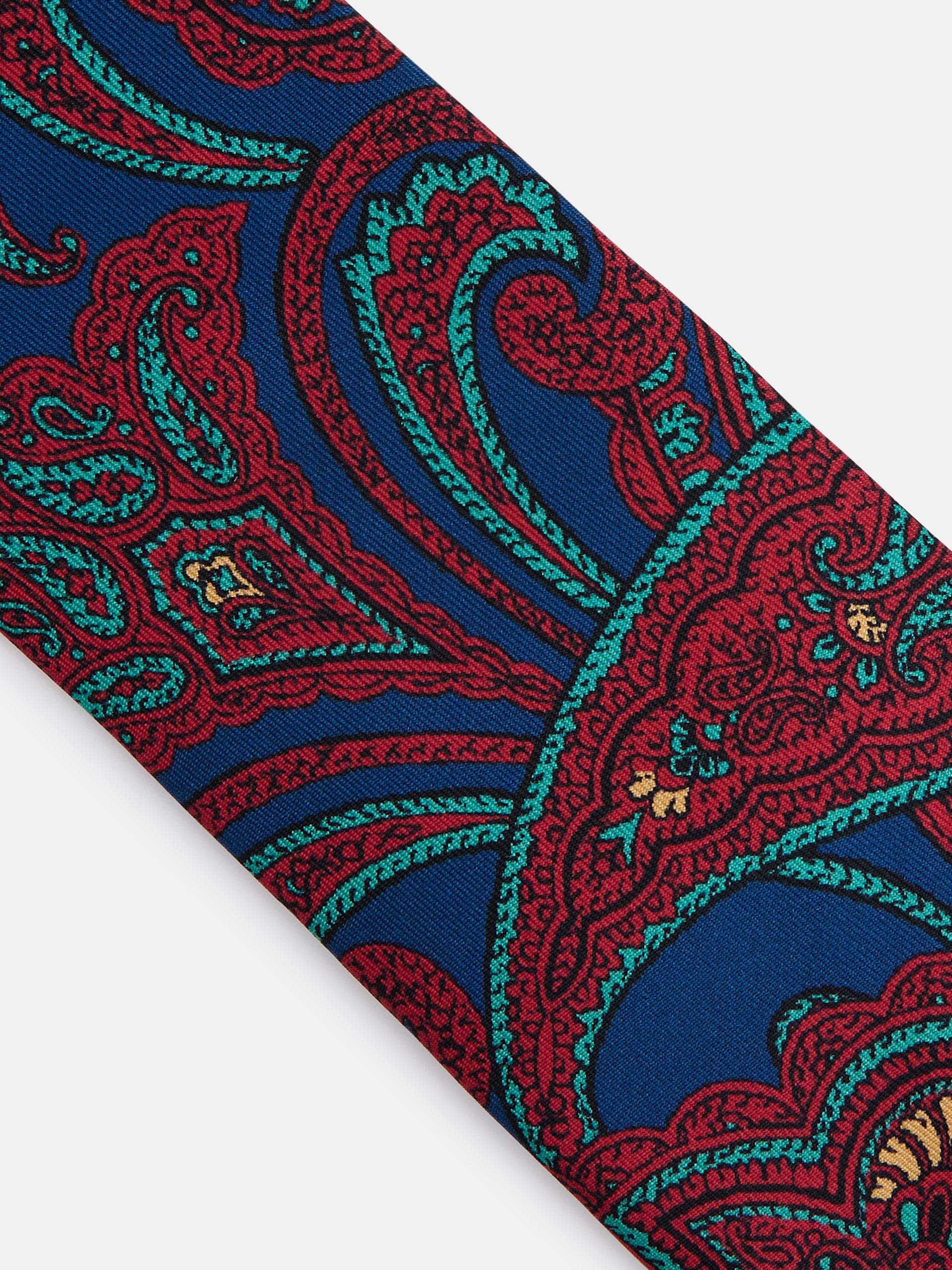Blue paisley print tie