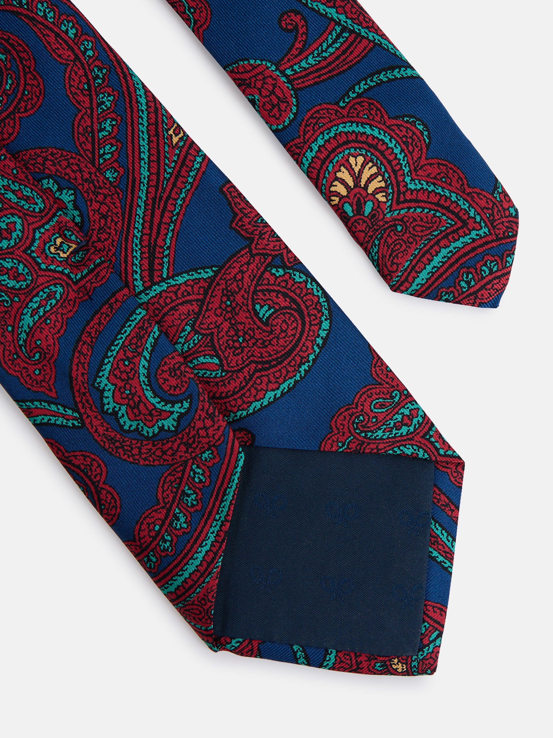 Blue paisley print tie