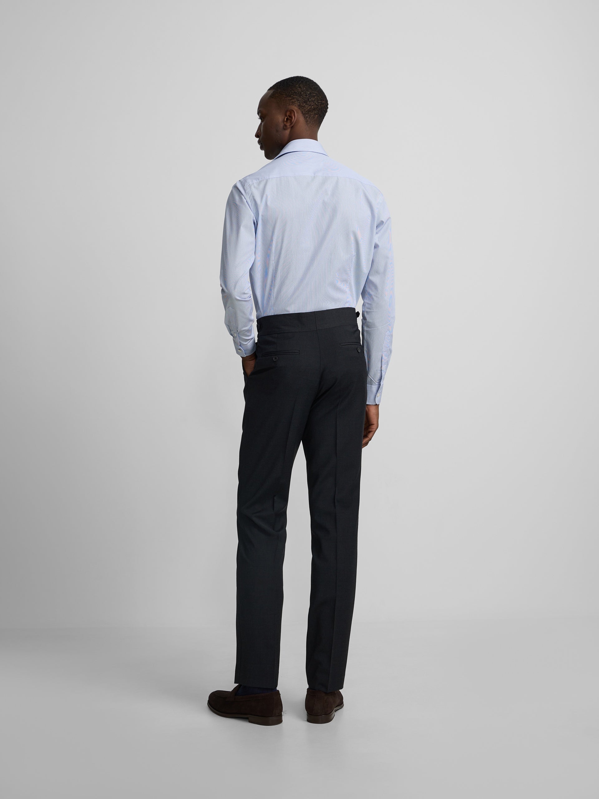Dark grey pleated dress trousers