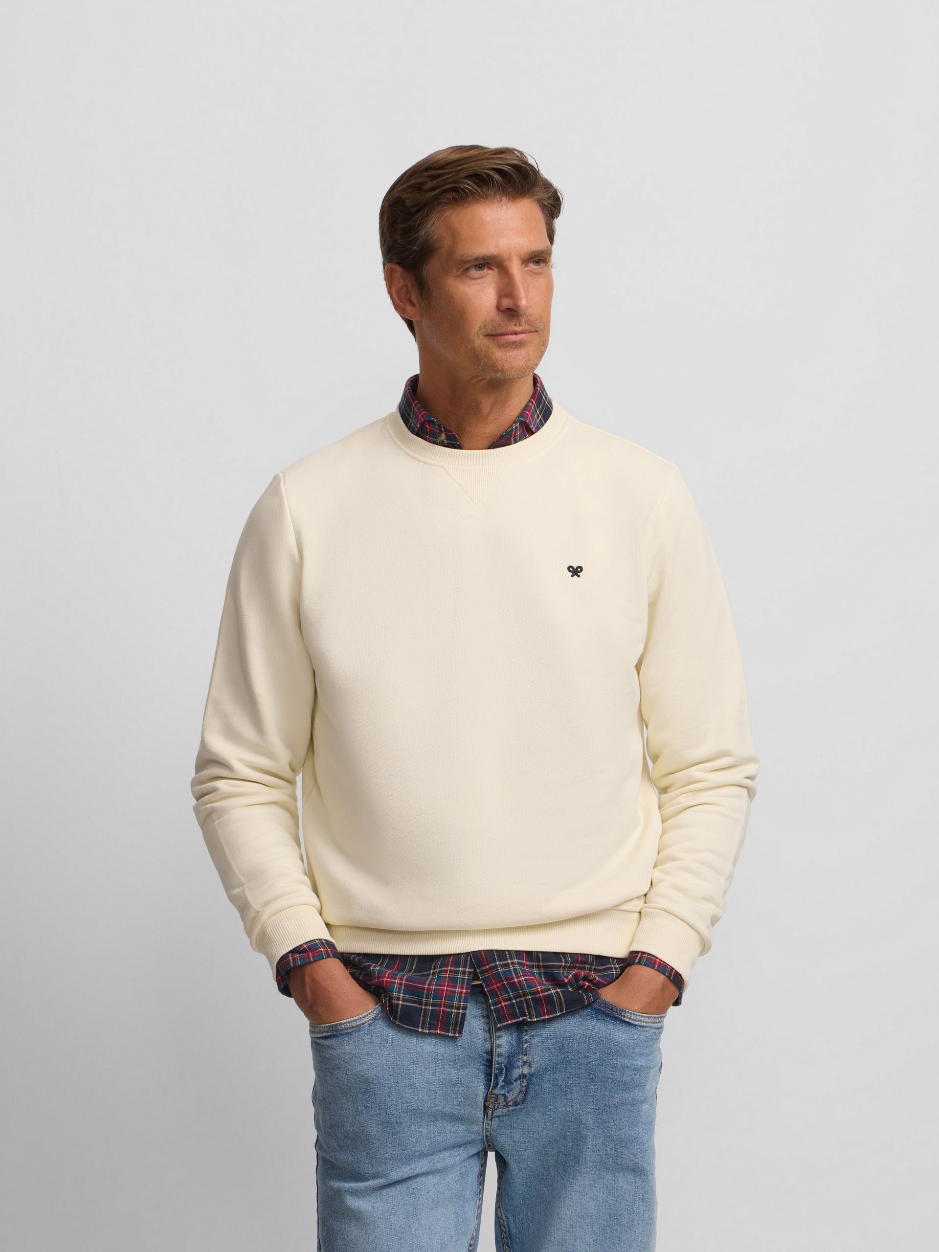 Sweat-shirt mini-logo crème