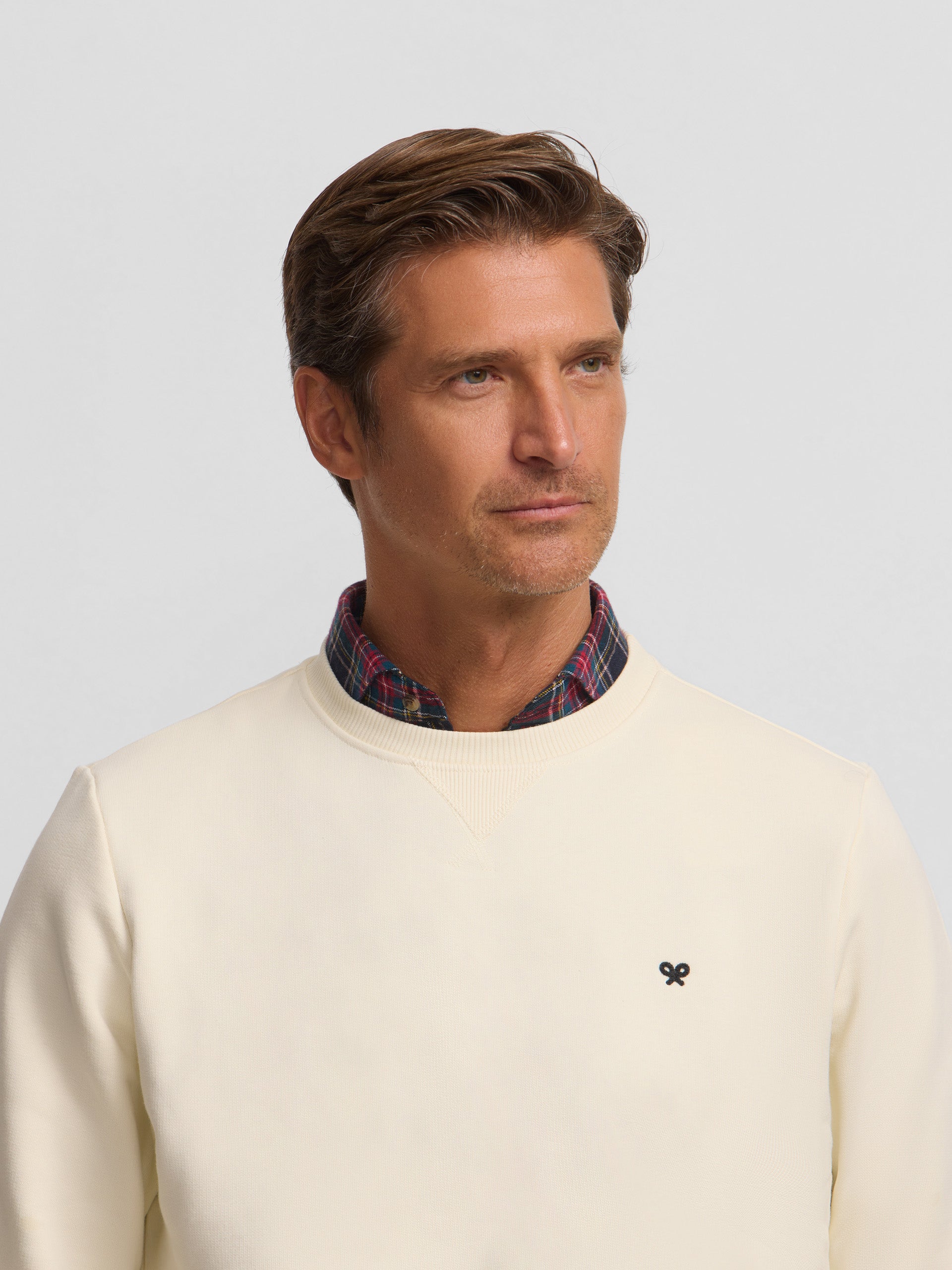 Sweat-shirt mini-logo crème