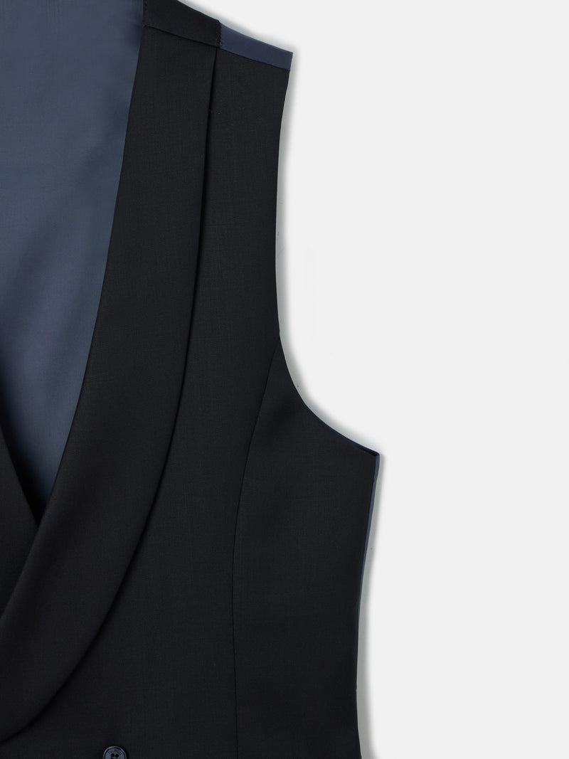 Black stretch dress vest with round neck