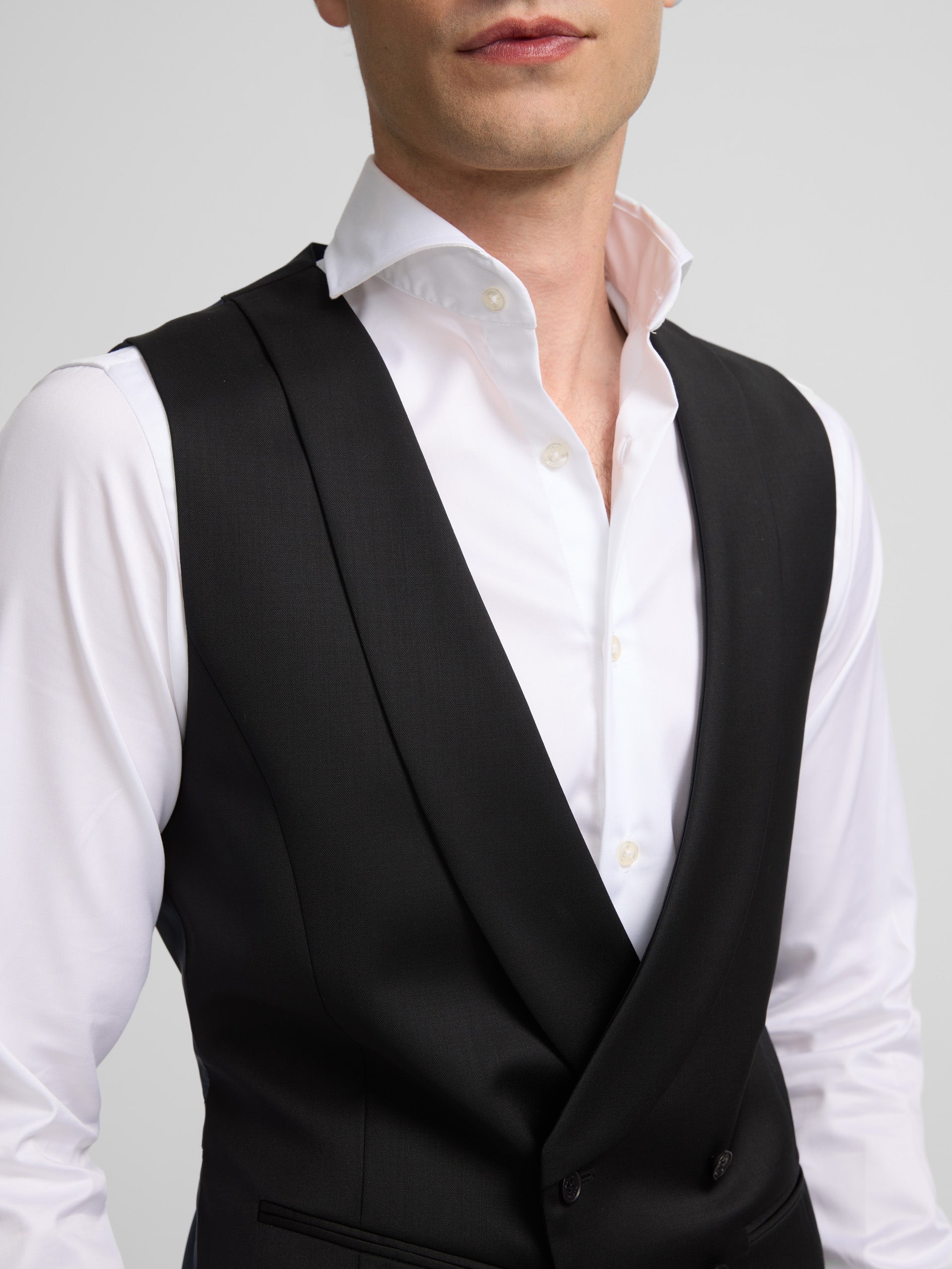 Colete de vestir stretch com gola redonda preto