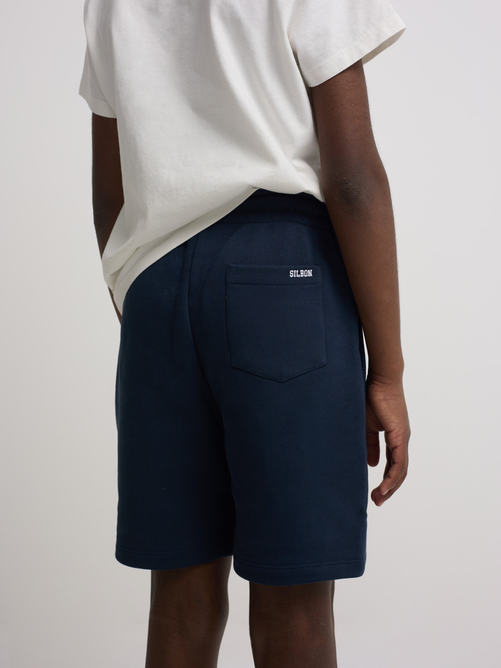 Kids' navy blue sports Bermuda shorts