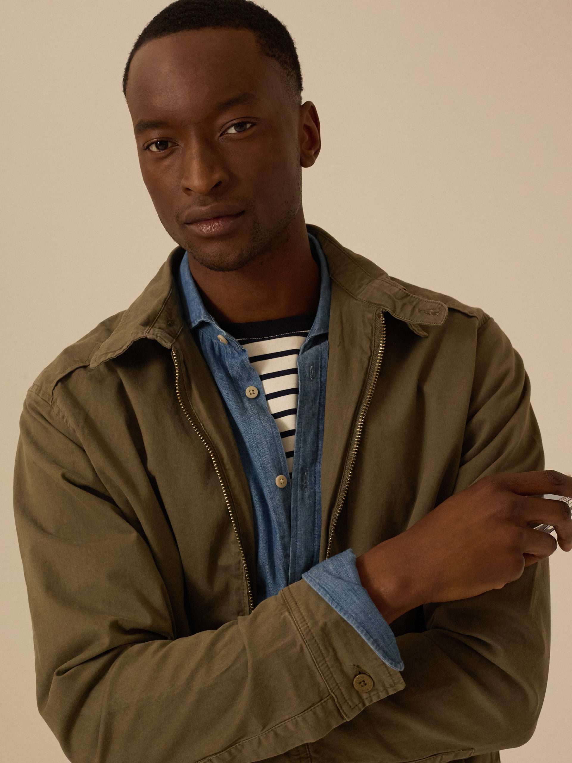 Garment dye khaki jacket