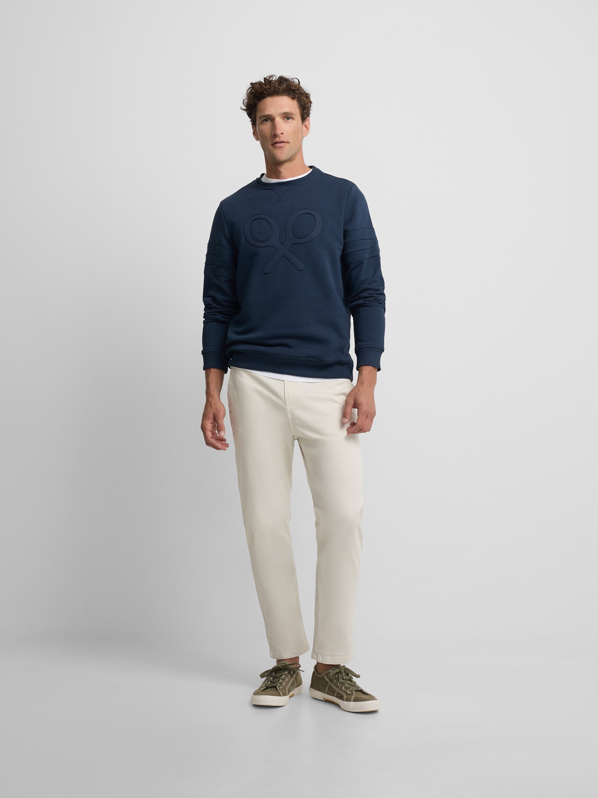 Navy tone embossed racket sweatshirt
