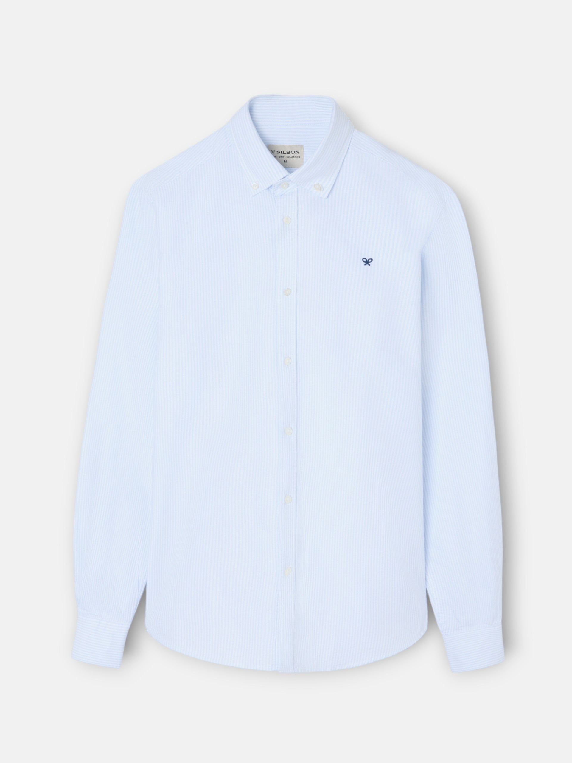 Camisa sport oxford rayas celeste