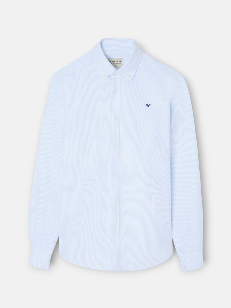 Chemise sport oxford à rayures bleu ciel