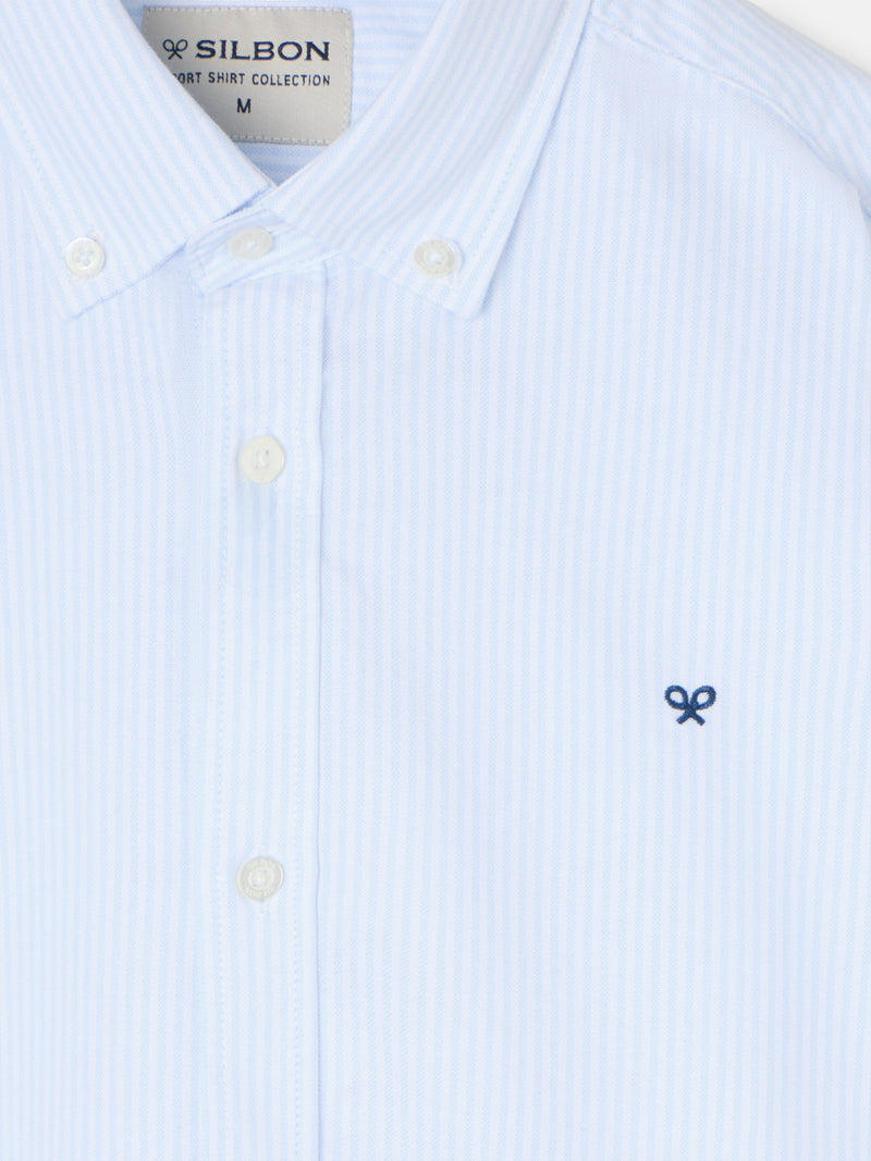 Chemise sport oxford à rayures bleu ciel