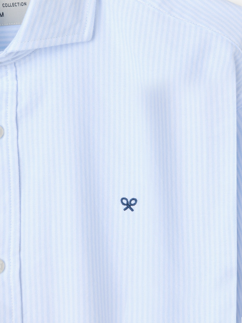 Chemise sport oxford cutaway rayée bleu ciel