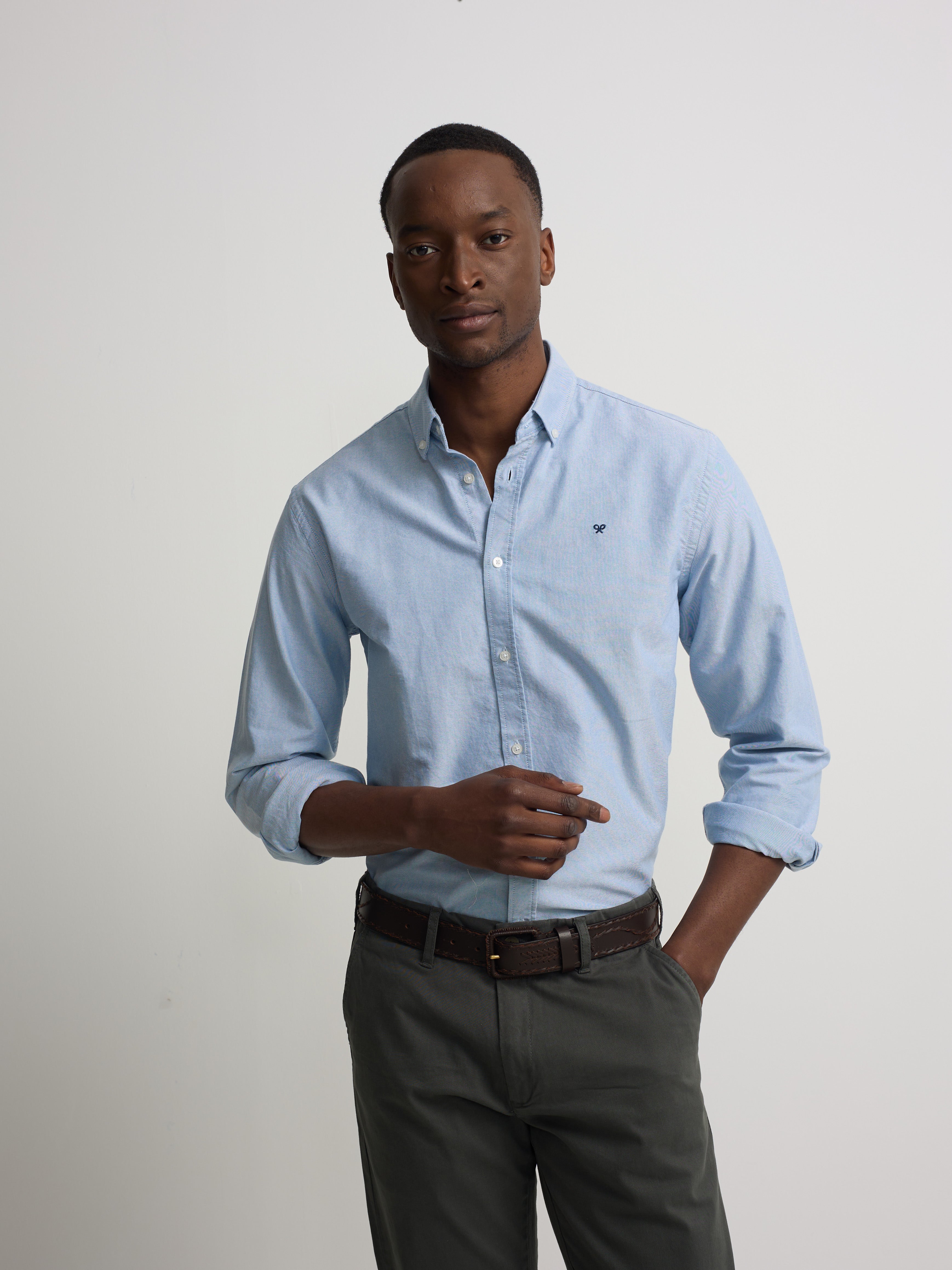Camisa sport oxford raqueta azul medio