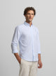 Camisa sport oxford raqueta rayas ancha celeste