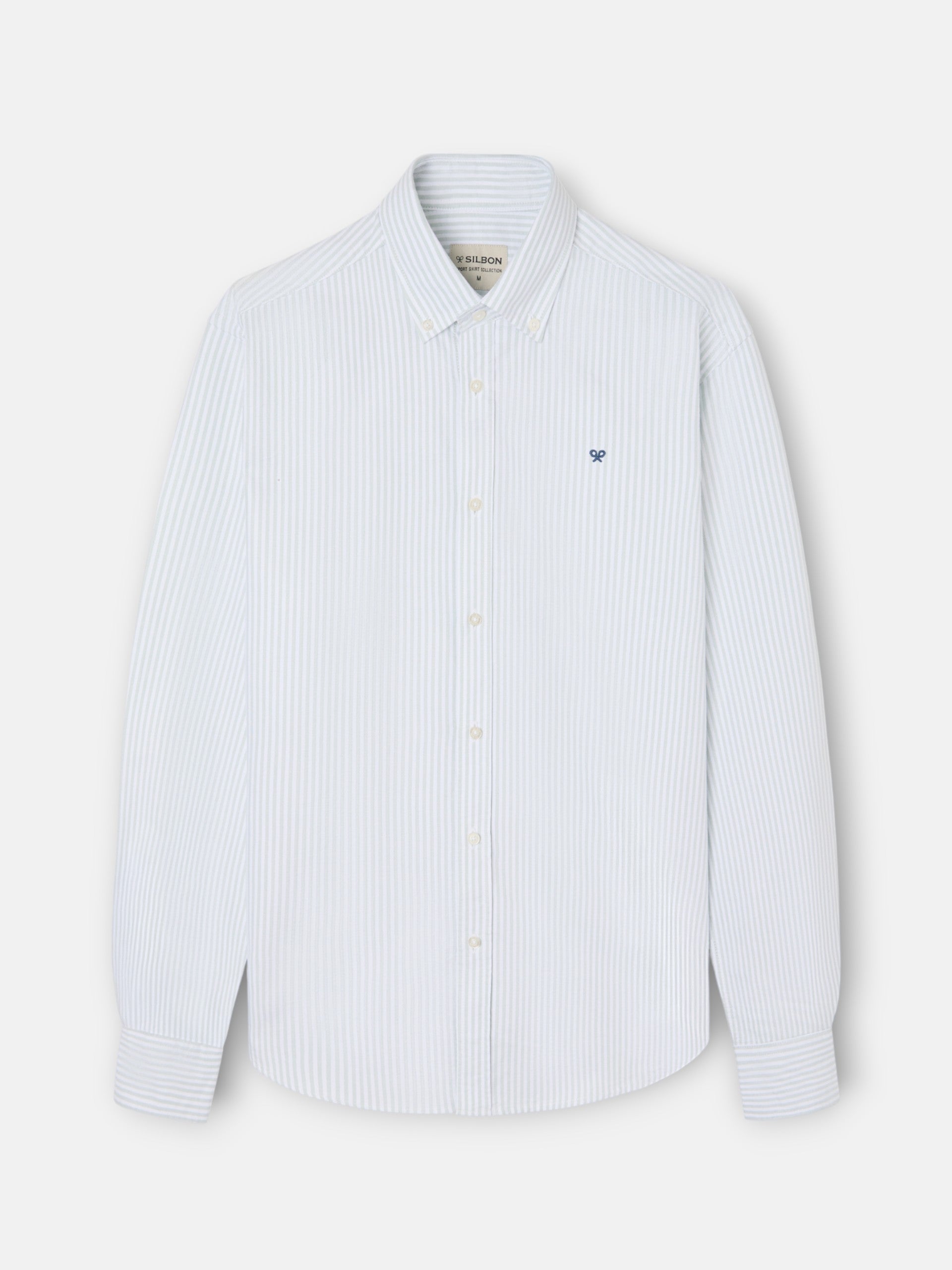 Camisa sport oxford raqueta rayas ancha verde