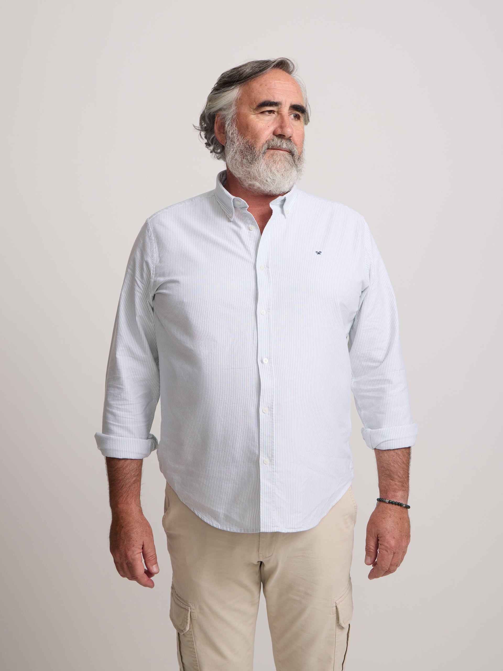 Camisa sport oxford raqueta rayas ancha verde