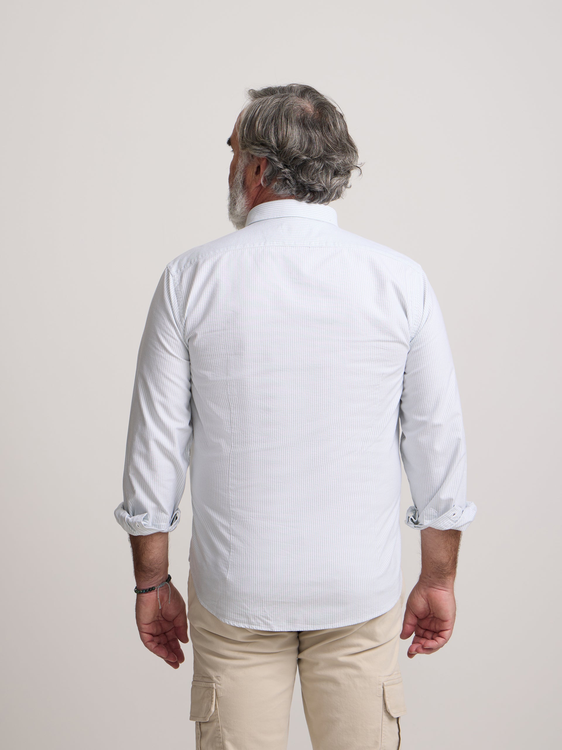 Camisa sport oxford raqueta rayas ancha verde
