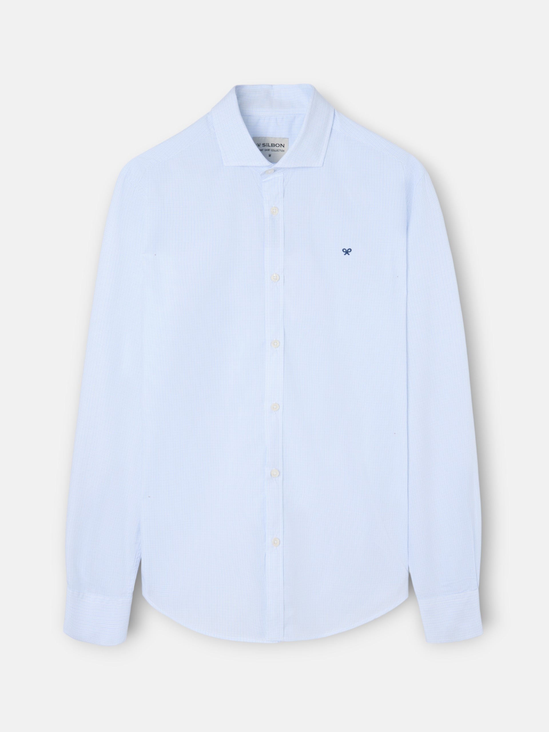 Camisa sport classic mini cuadro celeste