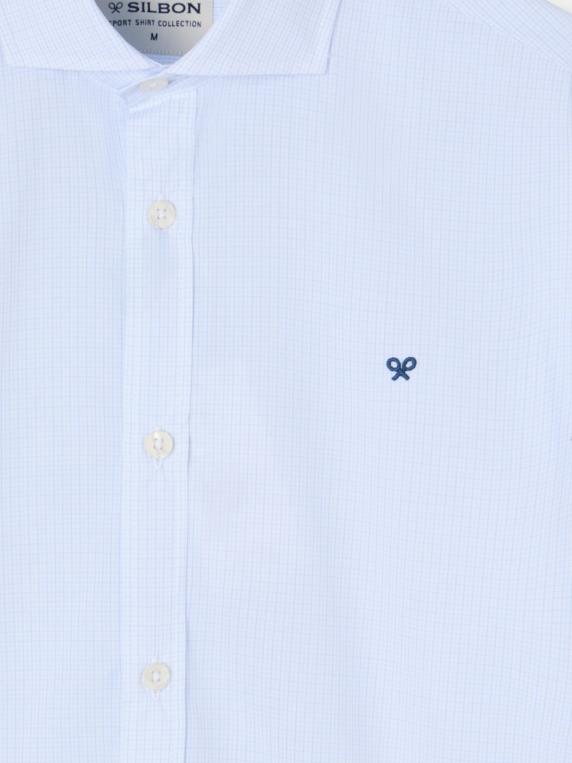 Camisa sport classic mini cuadro celeste