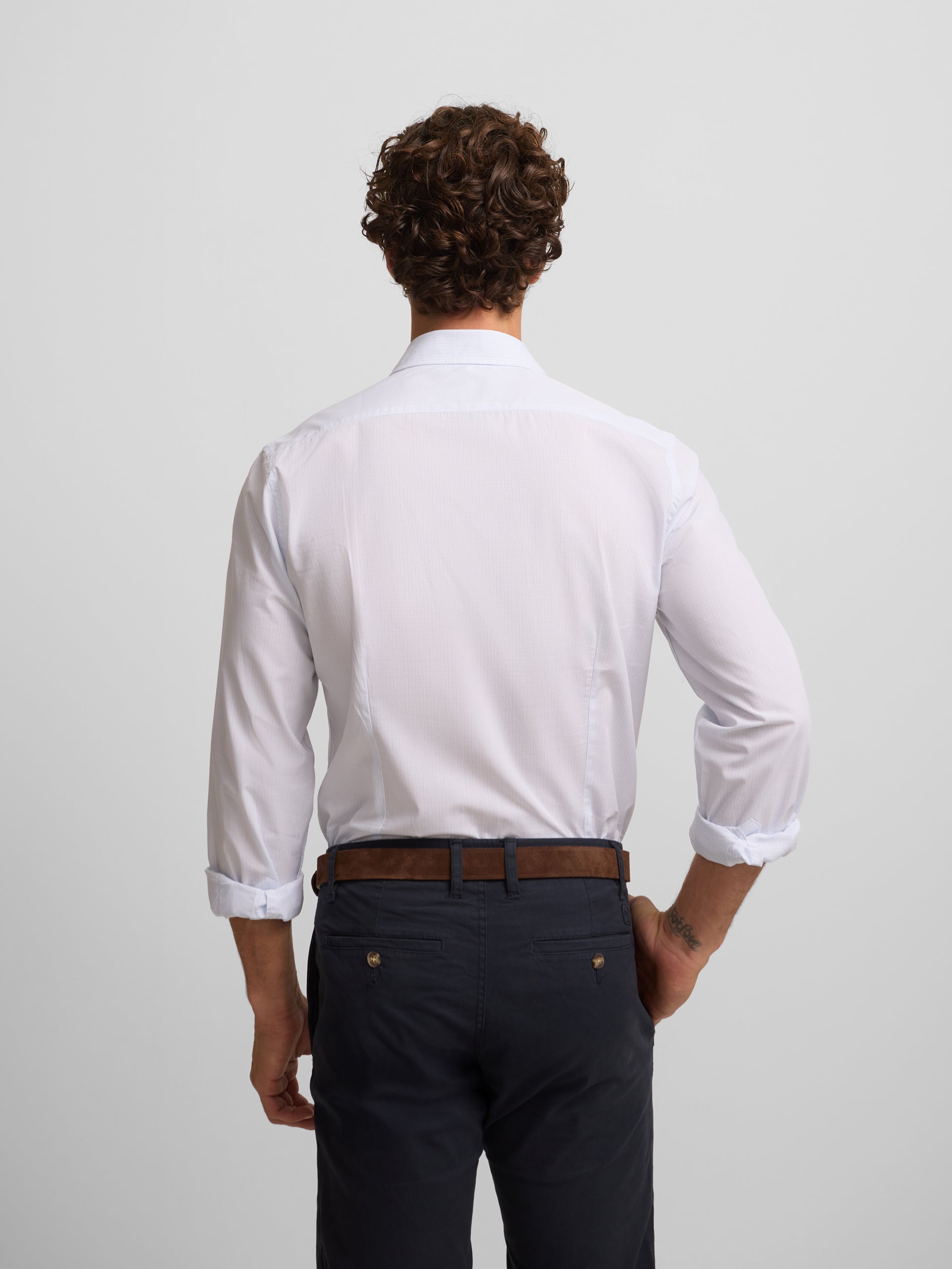 Camisa sport classic mini cuadro celeste
