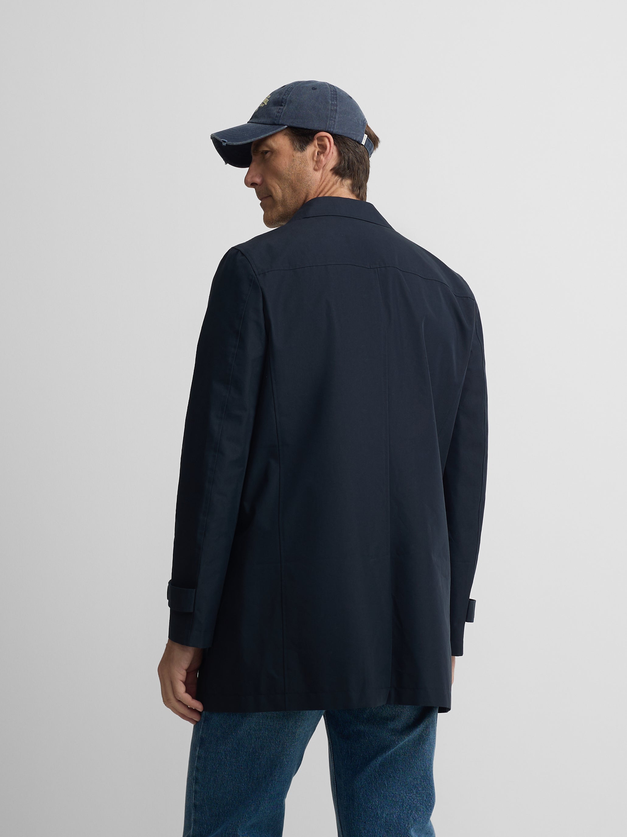 Short navy trench coat