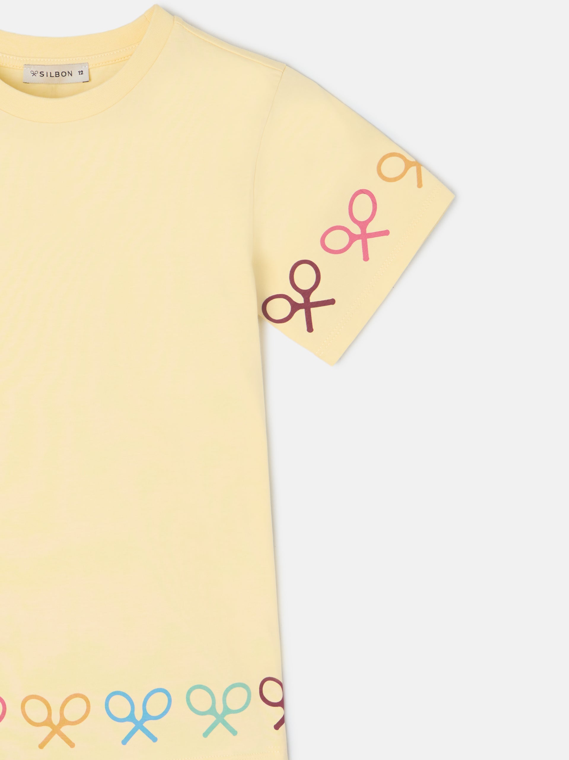 T-shirt menina raquetes multicolor amarelo