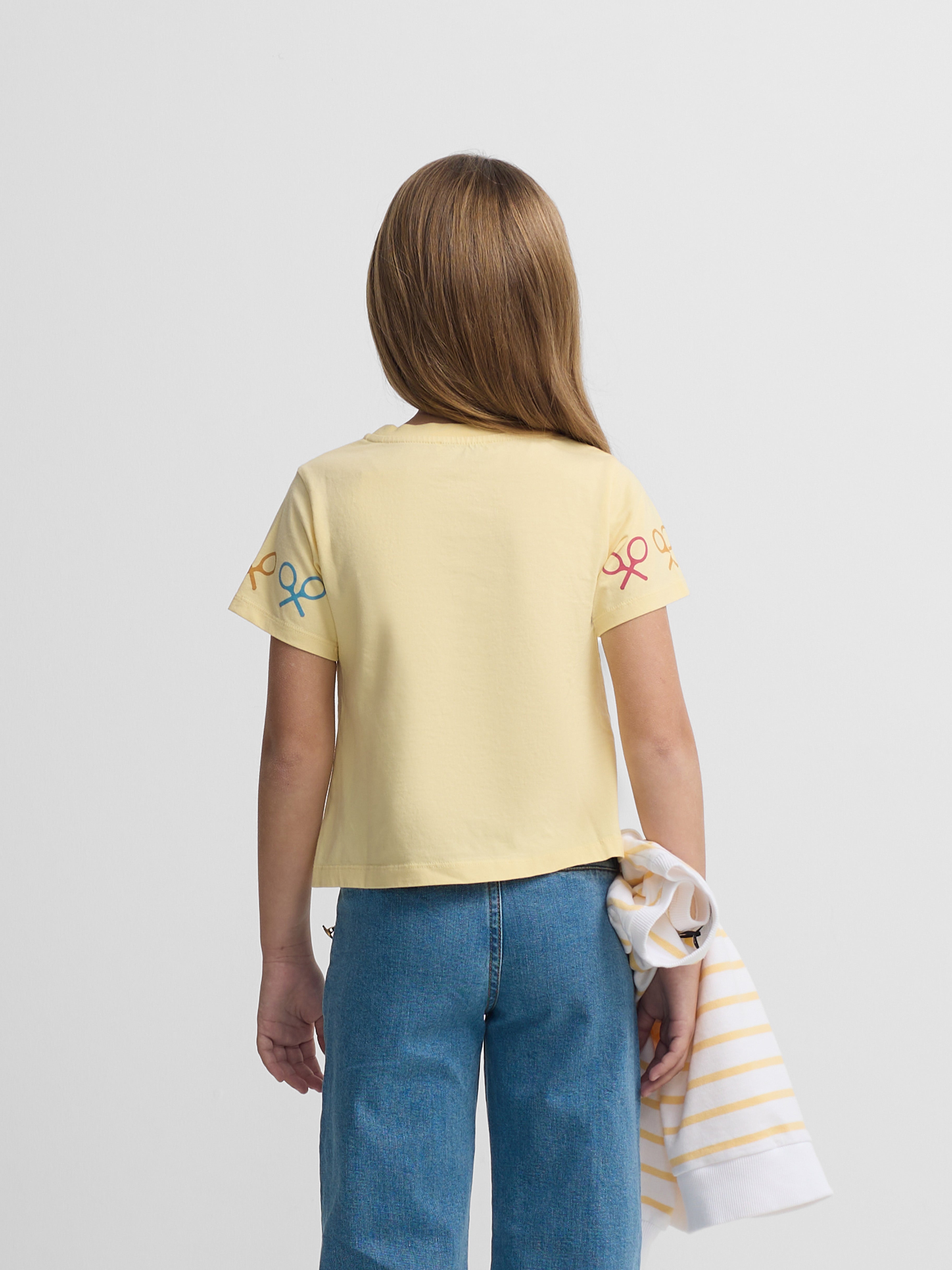 T-shirt menina raquetes multicolor amarelo