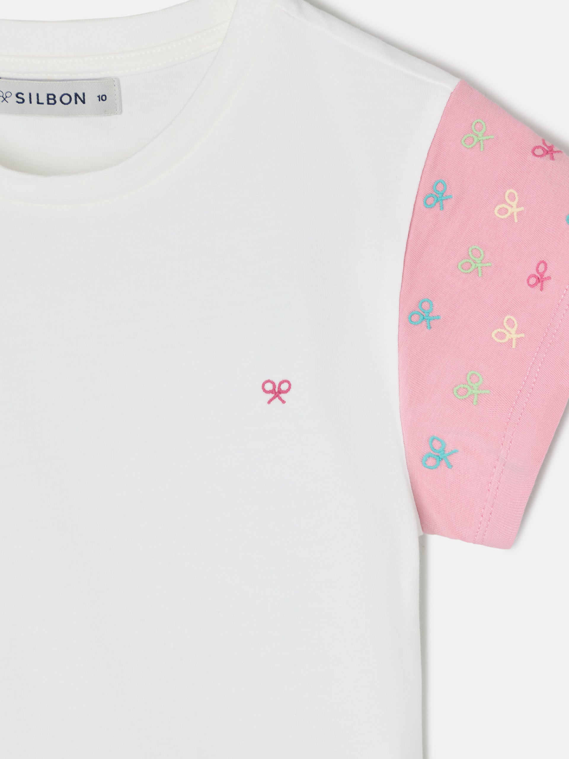 T-shirt fille manches imprimées blanche