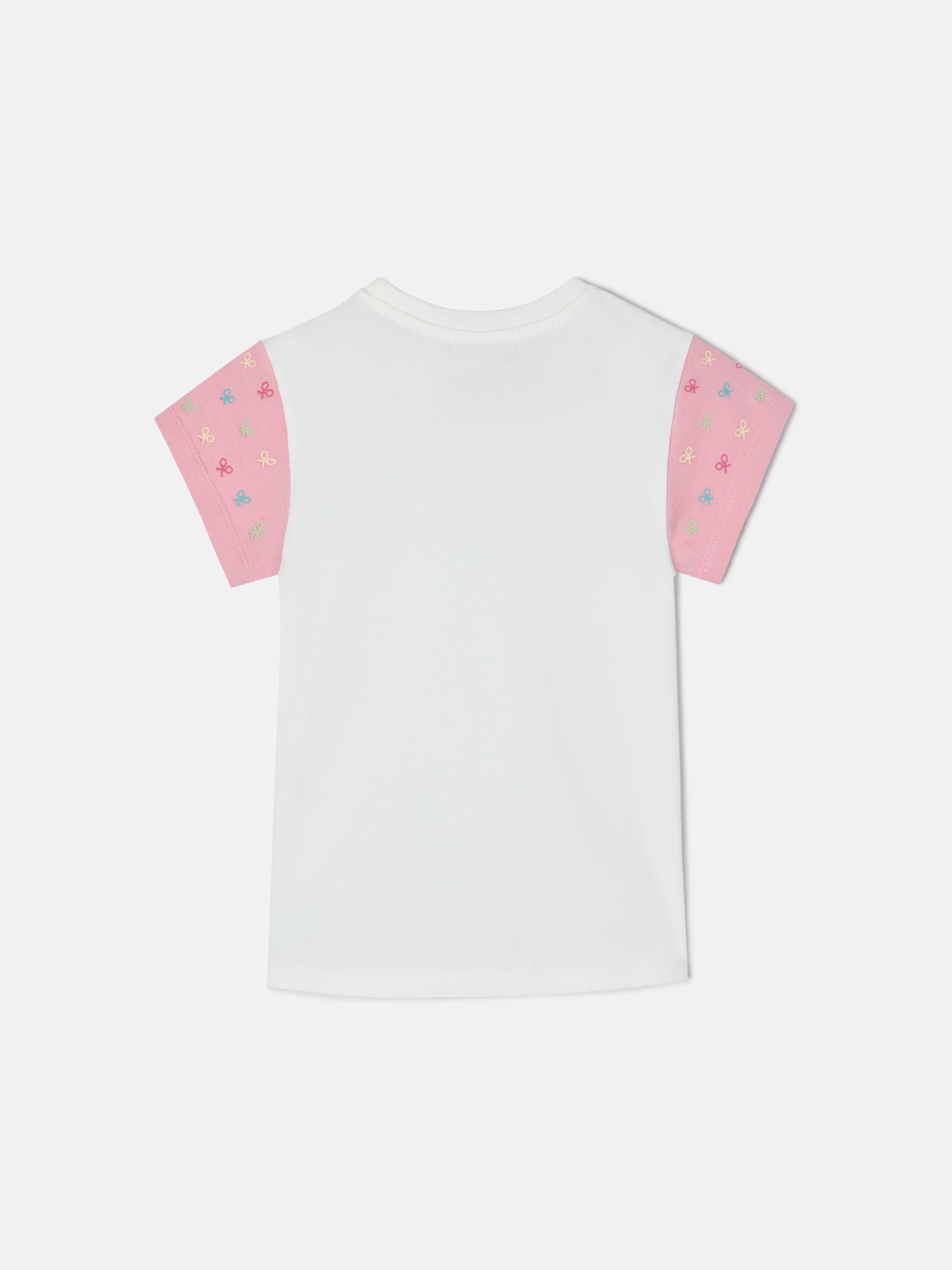 T-shirt fille manches imprimées blanche