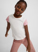 T-shirt fille manches imprimées blanche