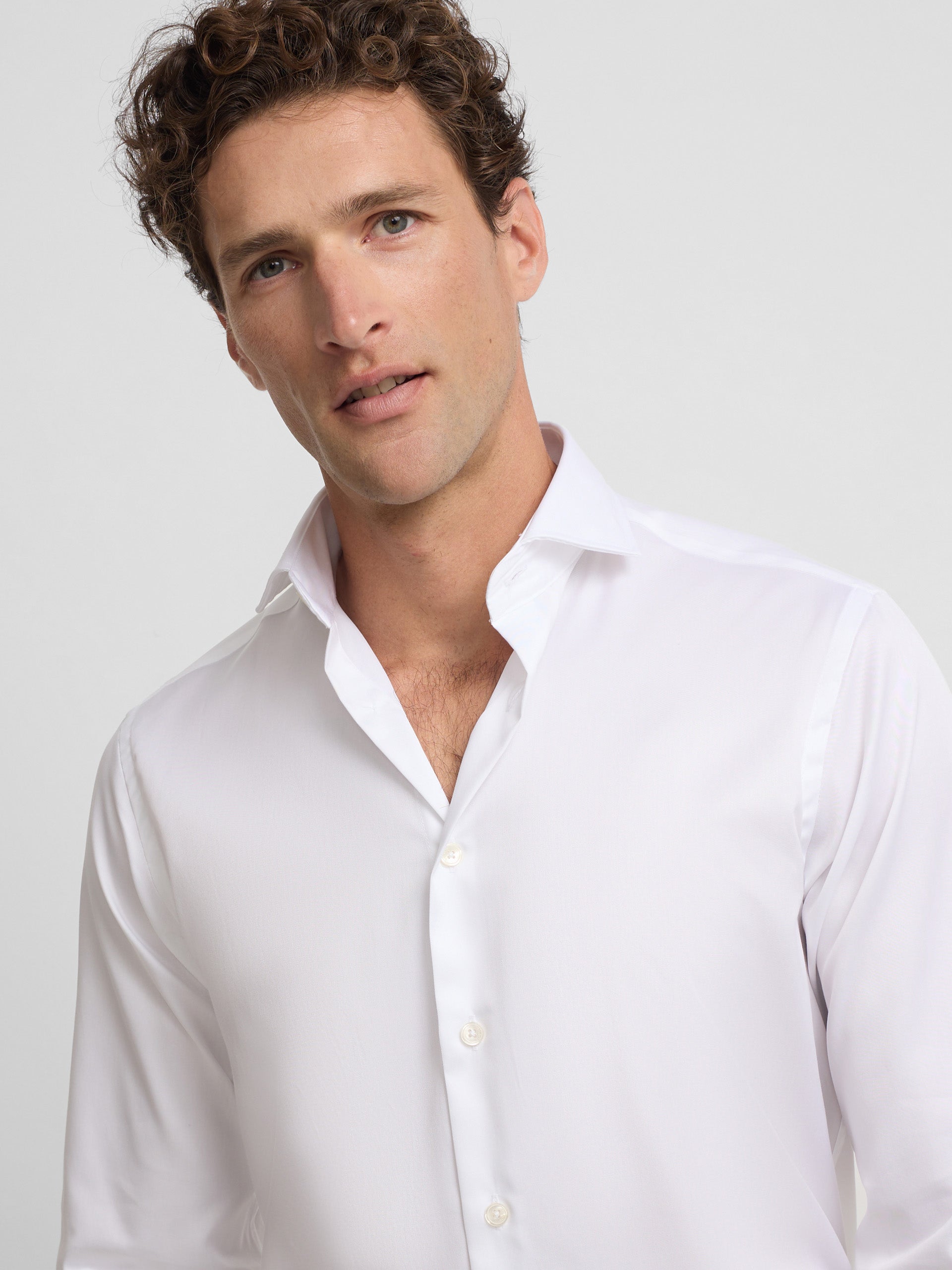 Camisa vestir easy iron puño doble blanca