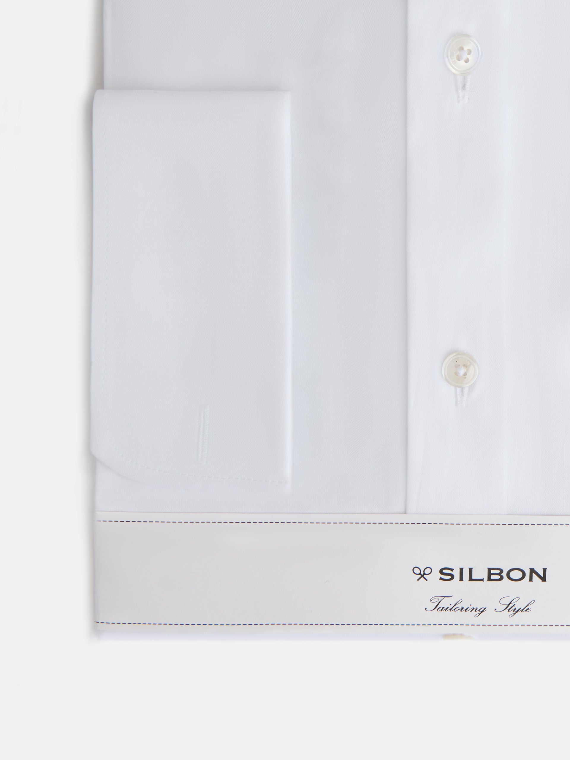 Camisa vestir espiga puño doble blanca