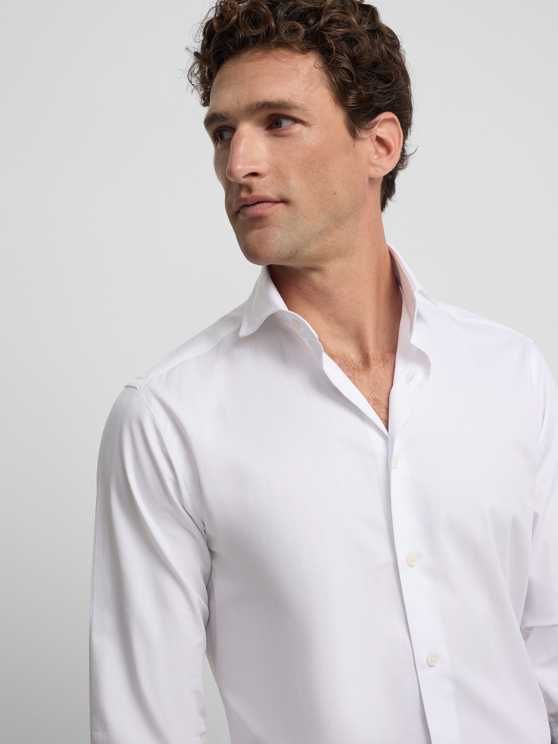 Camisa vestir espiga puño doble blanca
