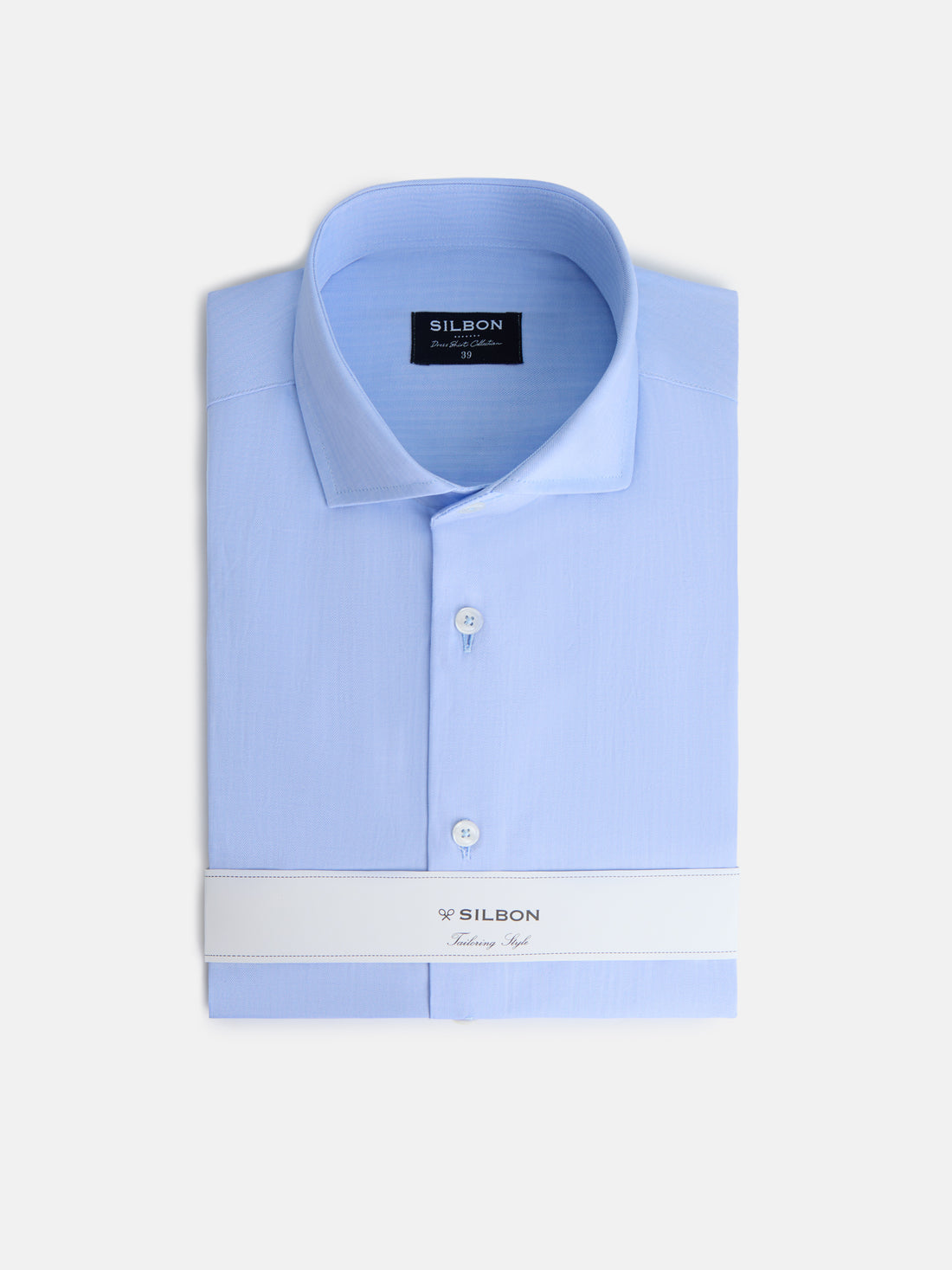 Chemise habillée chevrons poignet double bleu ciel