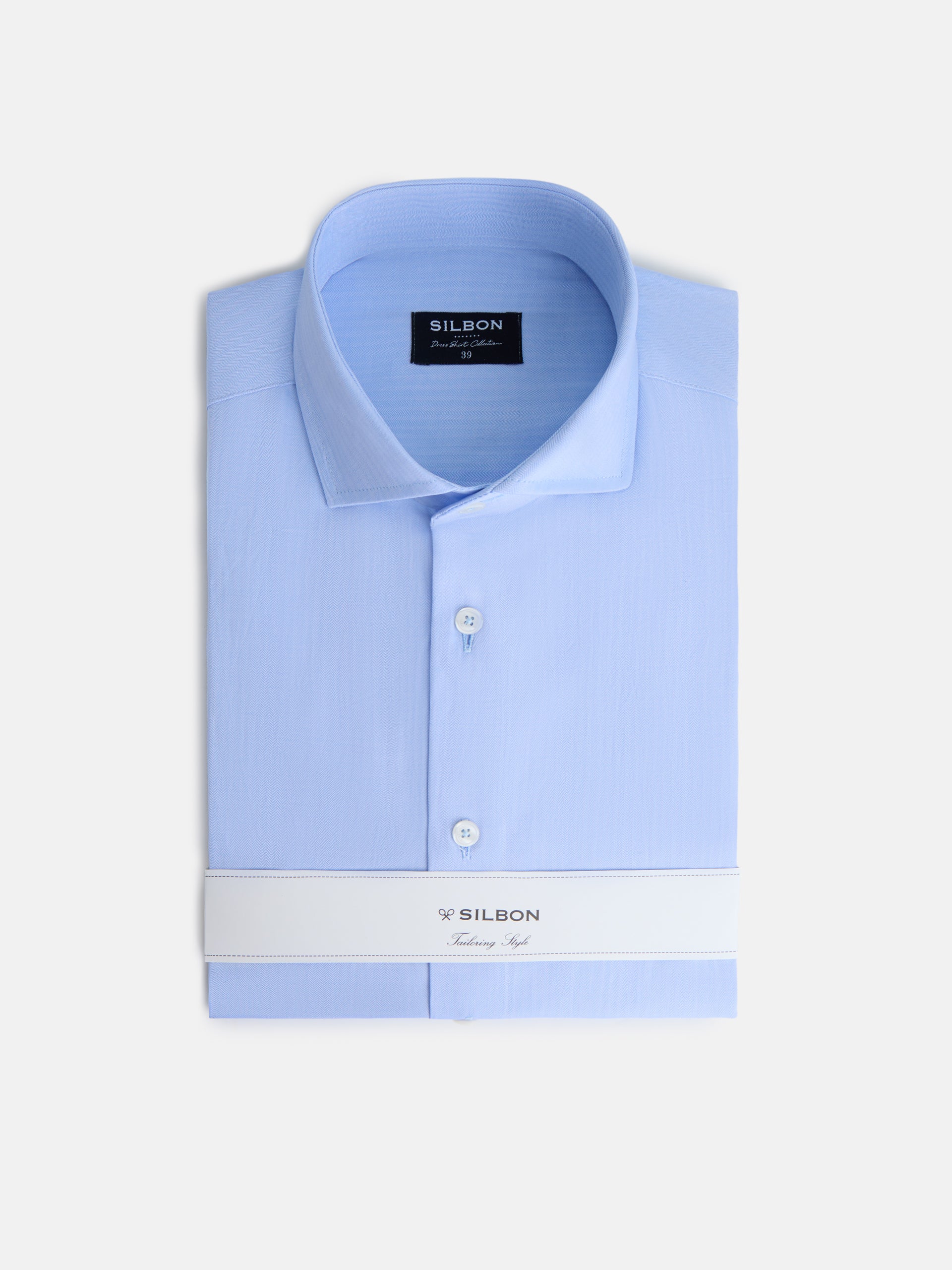 Camisa vestir espiga puño doble celeste