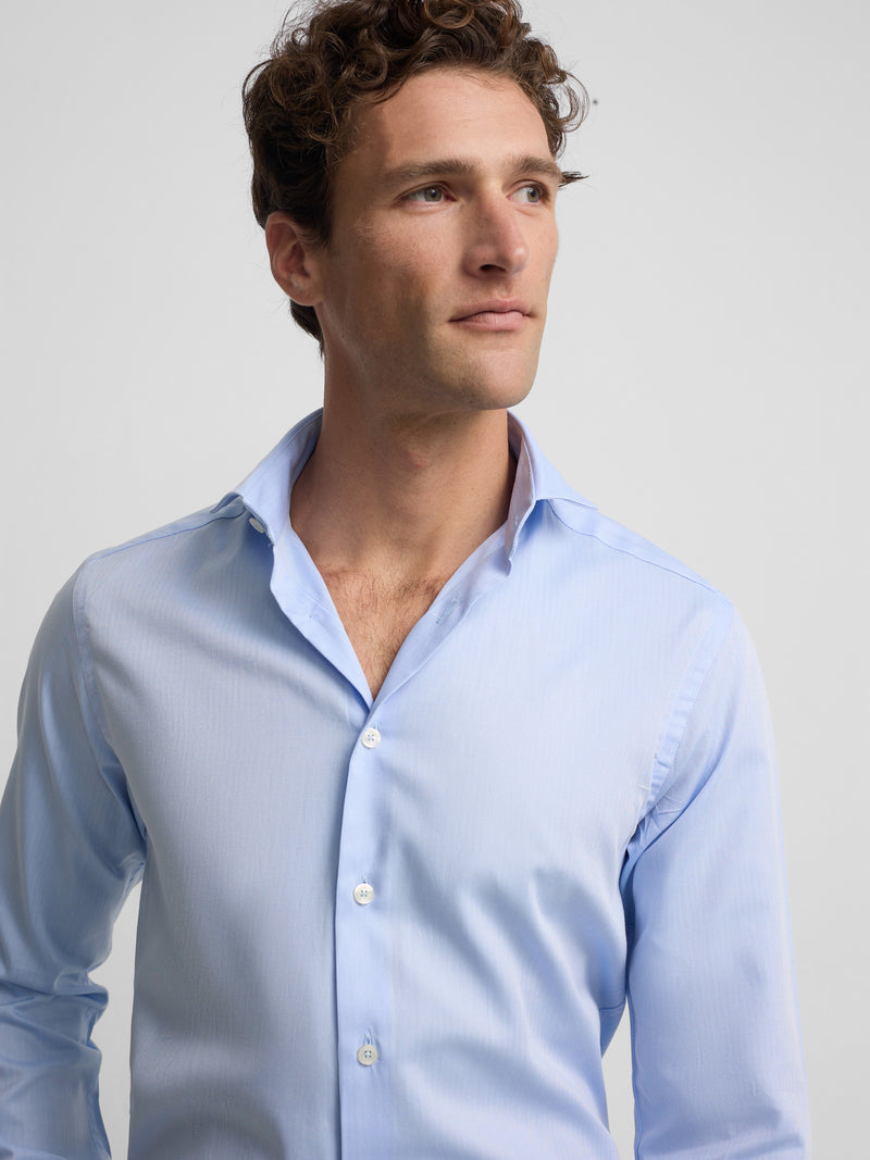 Chemise habillée chevrons poignet double bleu ciel