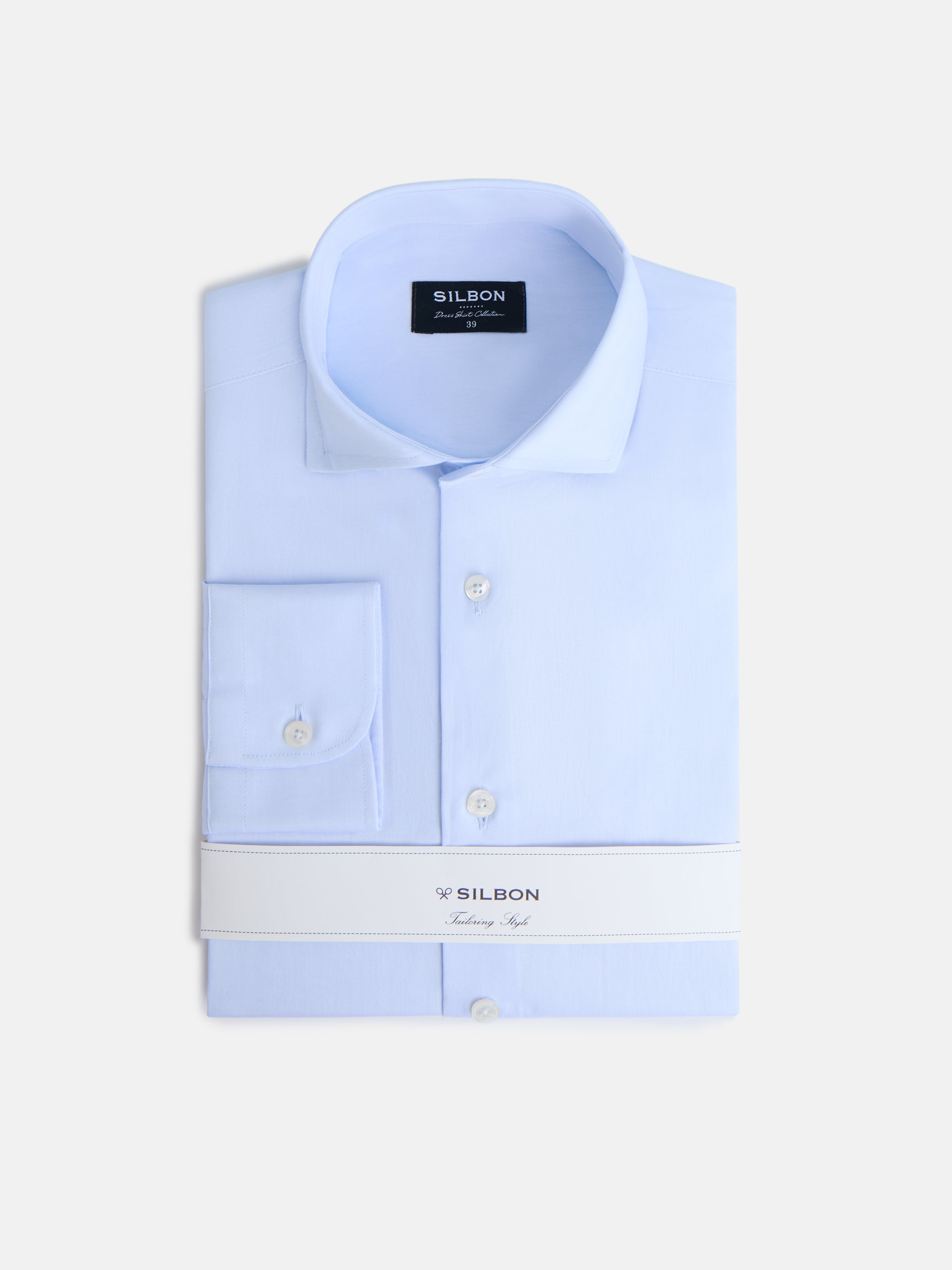 Camisa vestir puño simple celeste clara