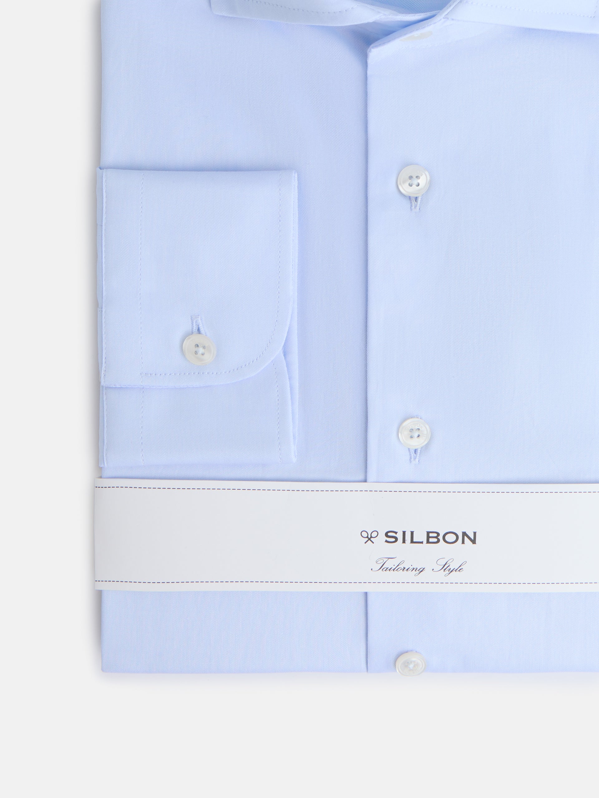 Camisa vestir puño simple celeste clara
